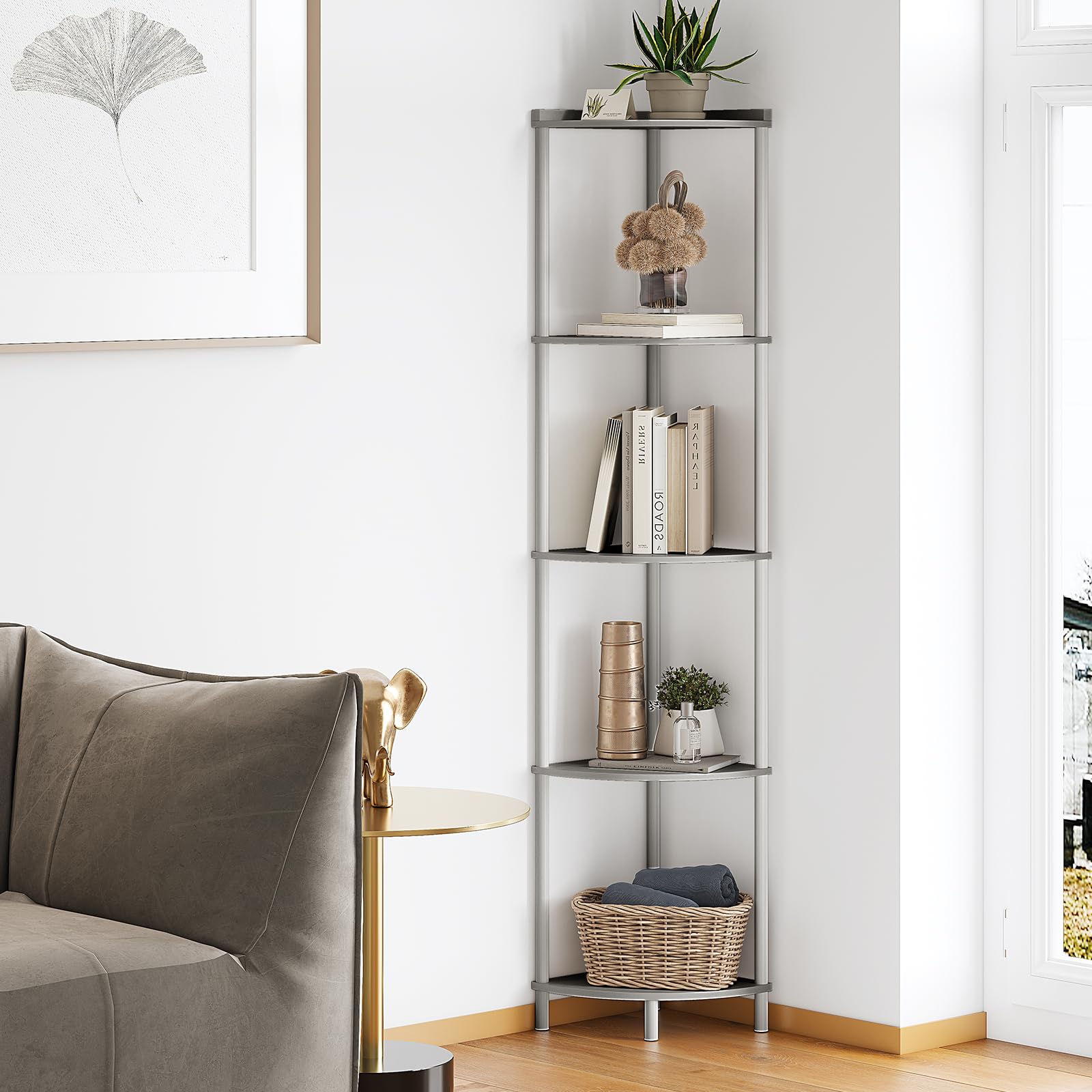 SUNMORY 5-Tier Industrial Corner Shelf Stand - 65