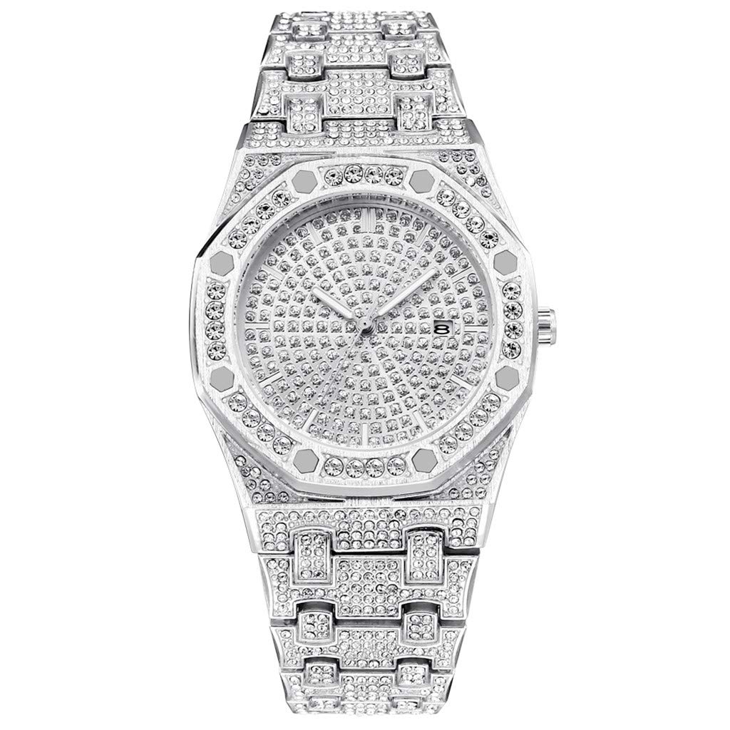 Luxury Stainless Steel Diamond Watch for Men - Full Geometry Design, Trendy Strap - Perfect for Formal Events, Business Meetings & Gifts