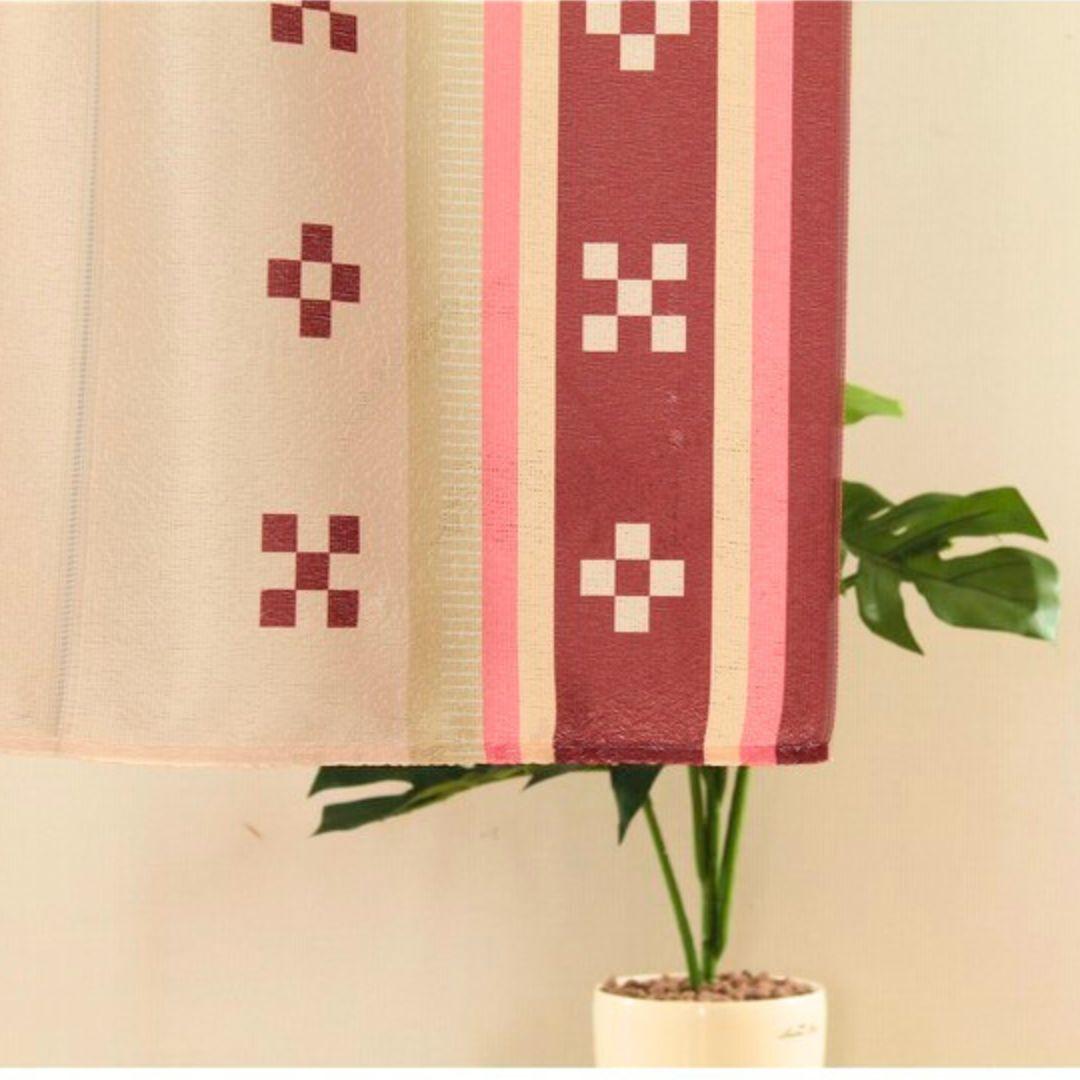 Traditional Japanese Noren Curtain - Red Kasuri Pattern with Five & Four Square Design for Doorways - Perfect for Home, Restaurant & Tea Room Decor