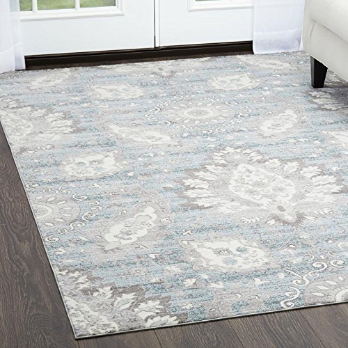 Christian Siriano New York Brooksville Lambeth Modern Damask Area Rug 7'9