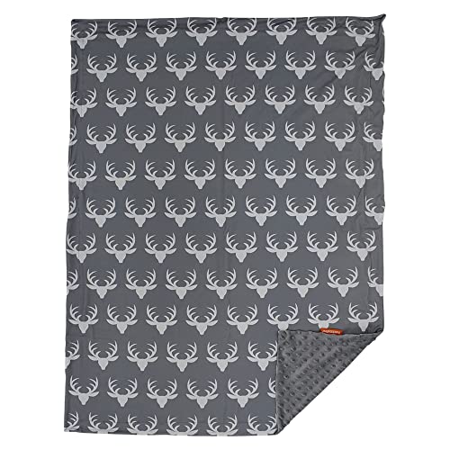 Dear Baby Gear Soft Minky Baby Blankets for Boys & Girls - Neutral Unisex Crib Quilt - 40x30 Inch Grey Antlers Design - Cozy Nursery Blanket for Swaddling, Stroller & Toddler Bed