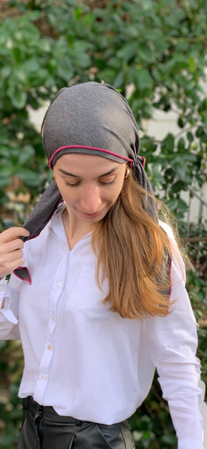 Black Cotton Athletic Hair Wrap with Pink or Blue Piping - Perfect Personal Gift for Girlfriend, Women's Sports Headband for Running, Yoga, Gym & Workouts