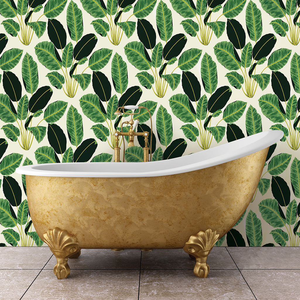 Genevieve Gorder Cuban Leaves Peel and Stick Wallpaper - Self-Adhesive Removable Wallpaper for Living Room, Bedroom, Kitchen Decor