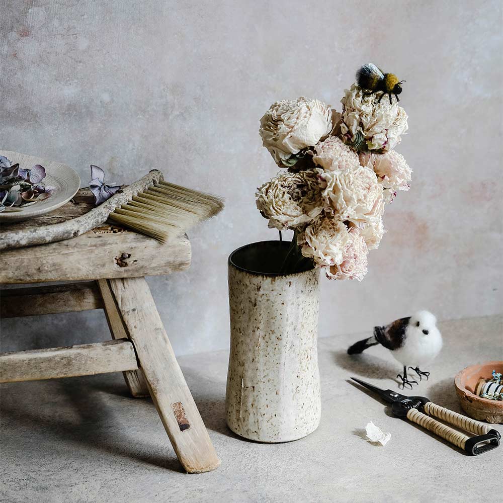 Handmade Brown Stoneware Cylinder Bud Vase - Perfect for Home Decor, Wedding Centerpieces & Floral Arrangements