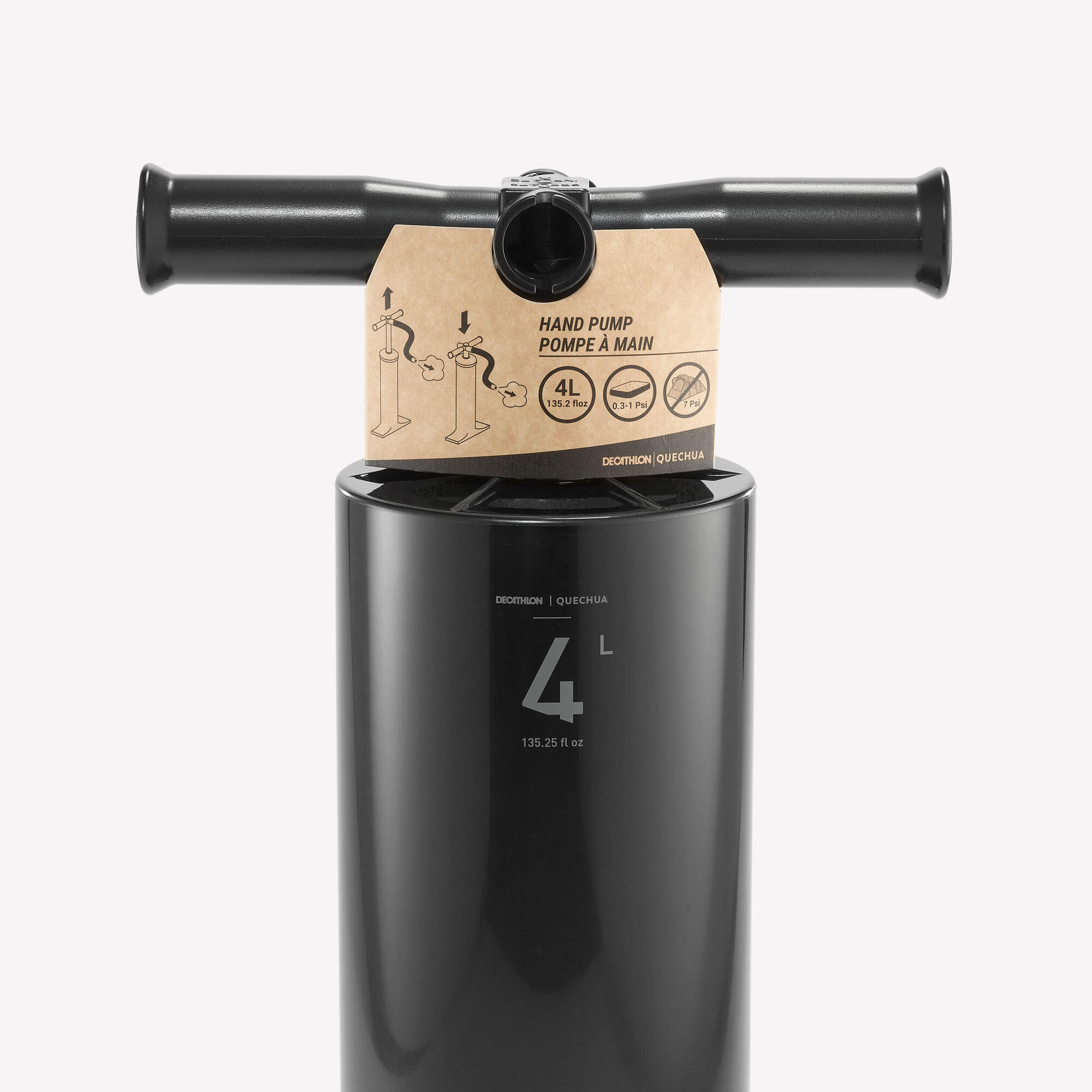 Quechua Double Action Hand Pump for Air Mattress - Portable & Efficient for Camping, Travel, and Home Use