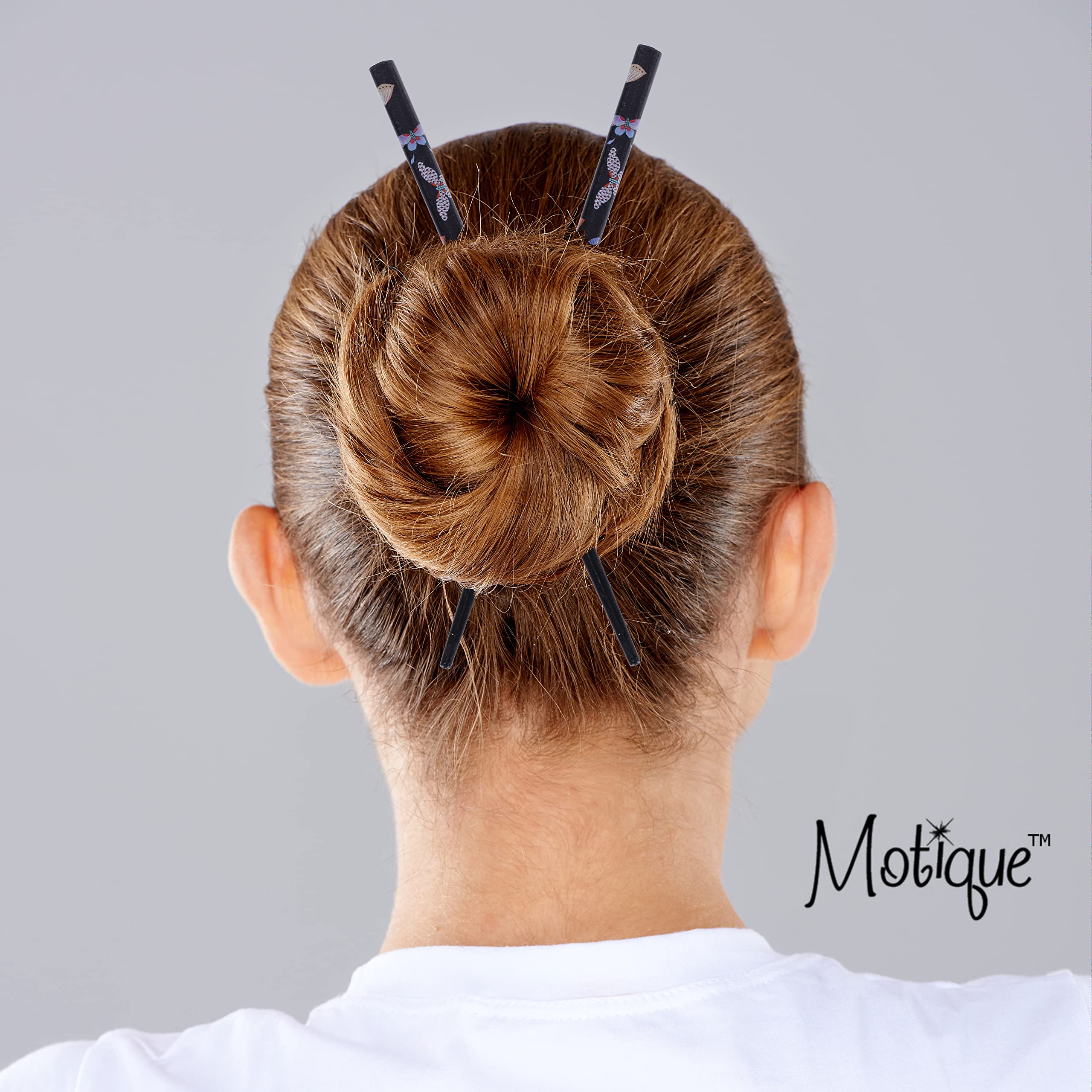 4PCS Elegant Black Hair Sticks with Butterfly Design for Women - Perfect for Updos, Bun Hairstyles, and Special Occasions
