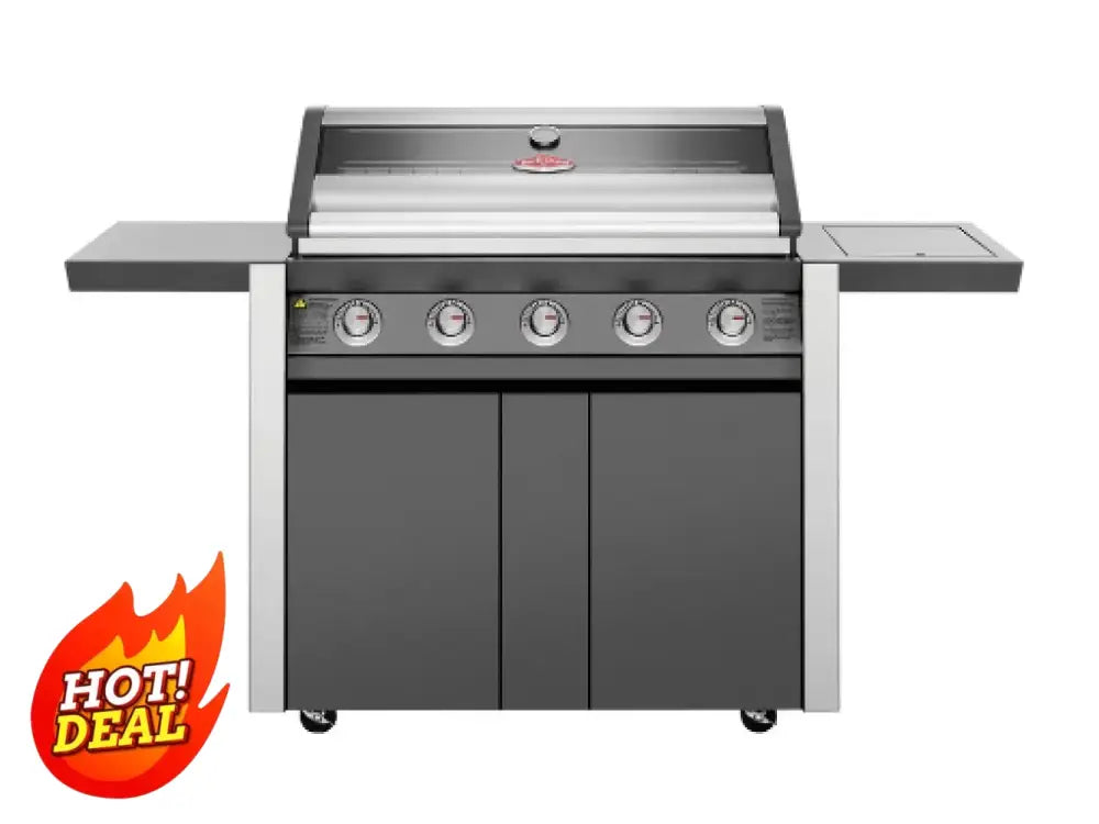 BeefEater BMG1651DA 1600 Series 5-Burner Dark BBQ Grill with Side Shelves & Trolley - Perfect for Backyard BBQs, Outdoor Cooking & Family Gatherings