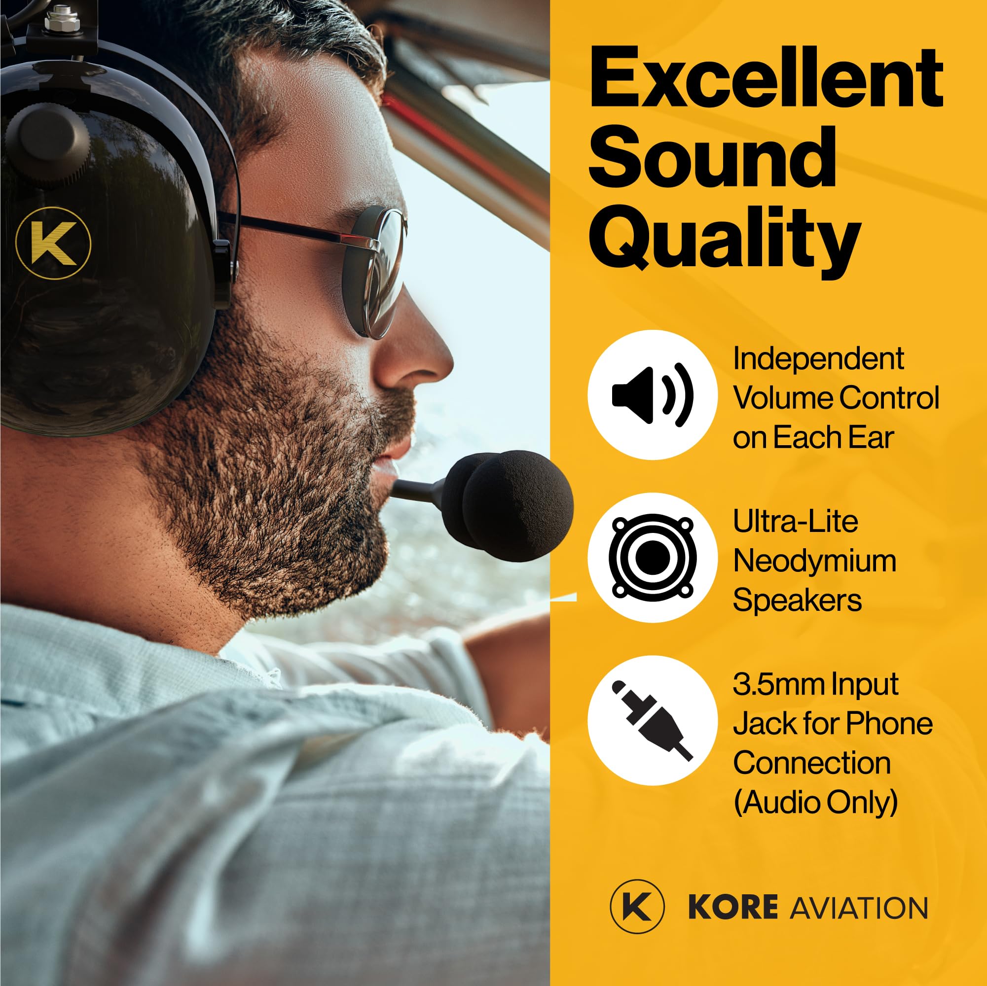 KA-1 Aviation Headset for Pilots - Premium 100% Cotton Washable Double Knit Ear Covers (Pair) - Perfect for Flight Training & Cockpit Use