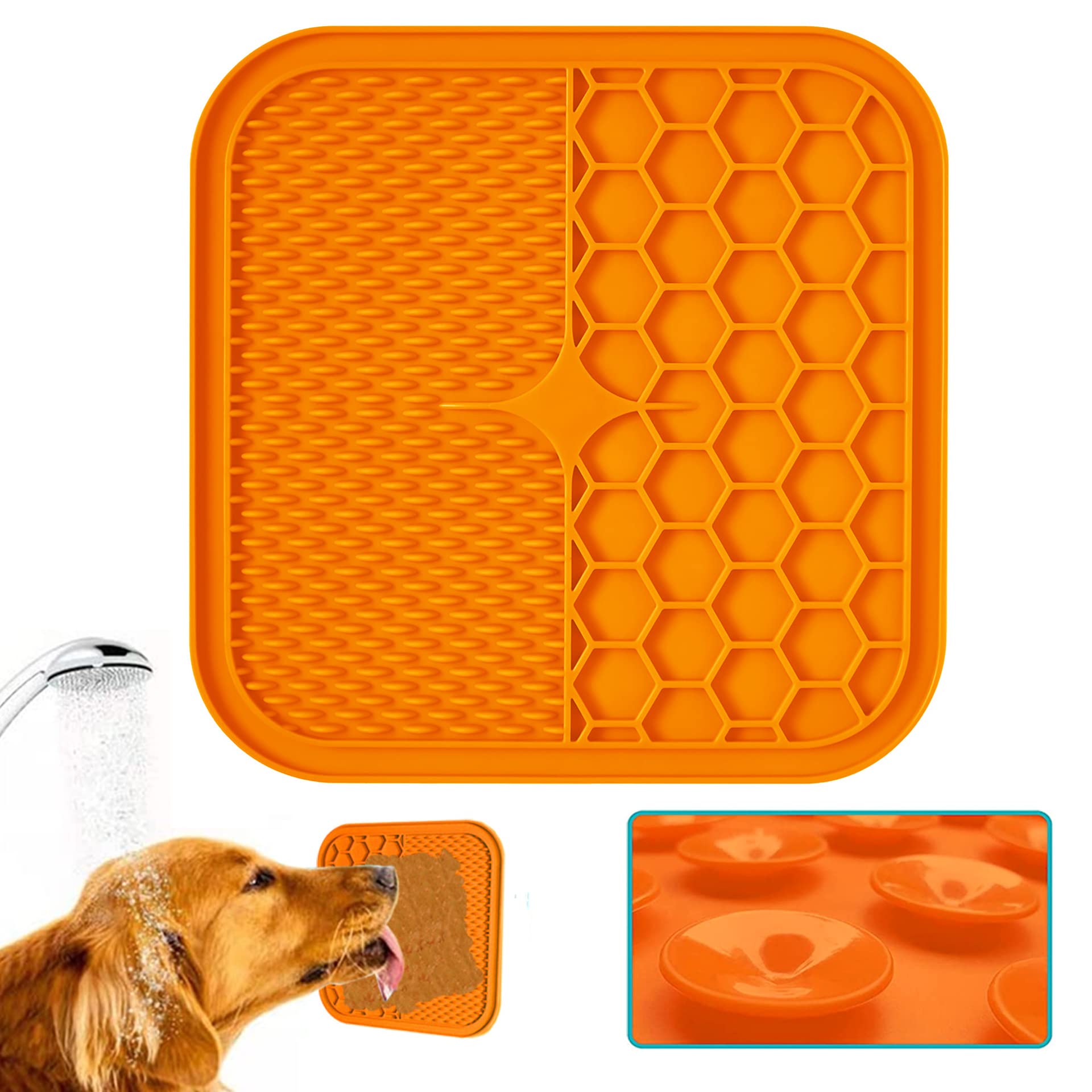 MIEDEON Silicone Pet Lick Mat with Suction Cup - Slow Feeder Dog Bowl for Anxiety Relief & Grooming - Perfect for Bath Time, Mealtime & Training Sessions