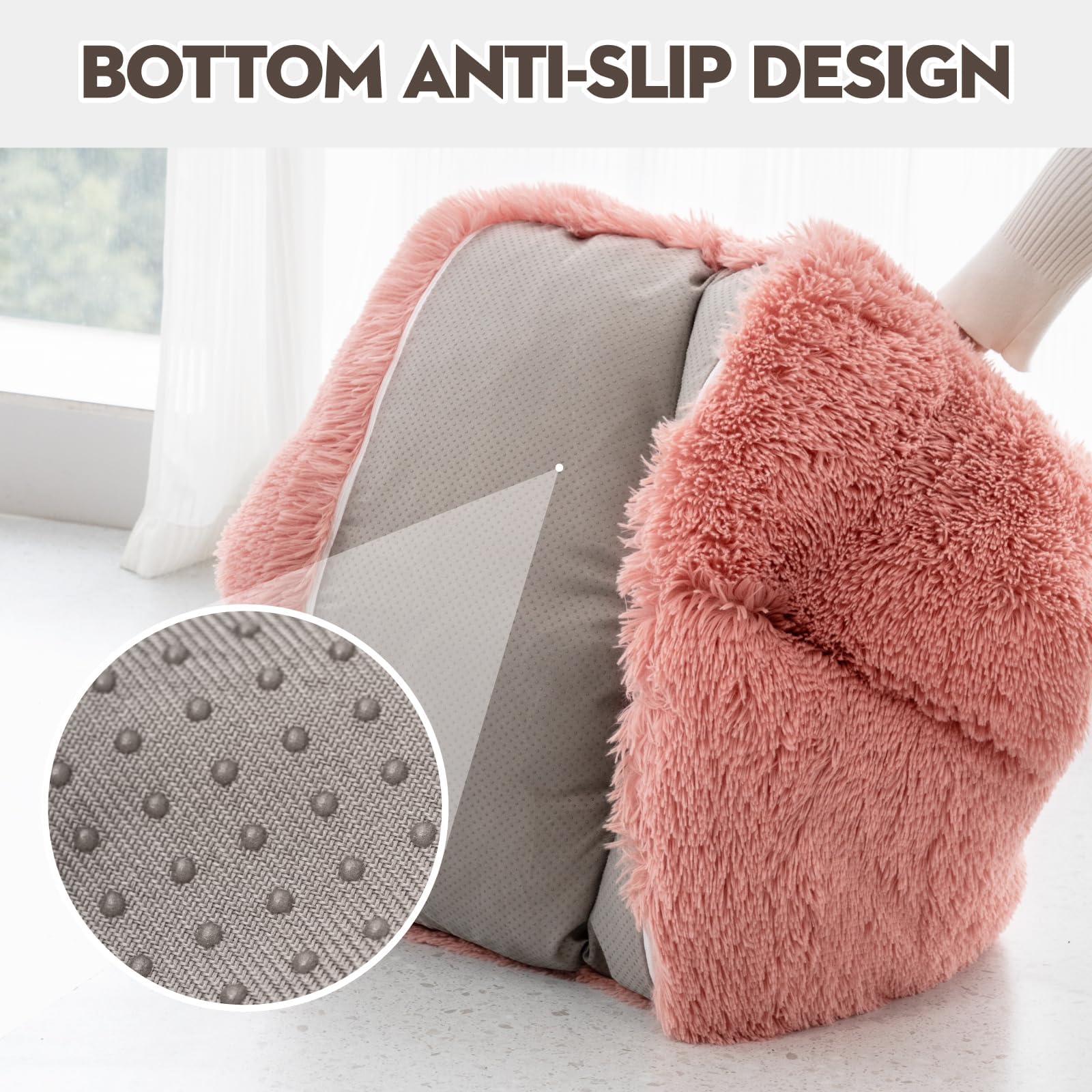 Mewoo Soft Washable Pet Bed for Cats & Small Dogs - Calming Puppy Sleeping Bed, Anti-Slip Cat Couch Sofa for Indoor Pets (Pink) - Perfect for Living Room, Bedroom & Pet Napping Areas