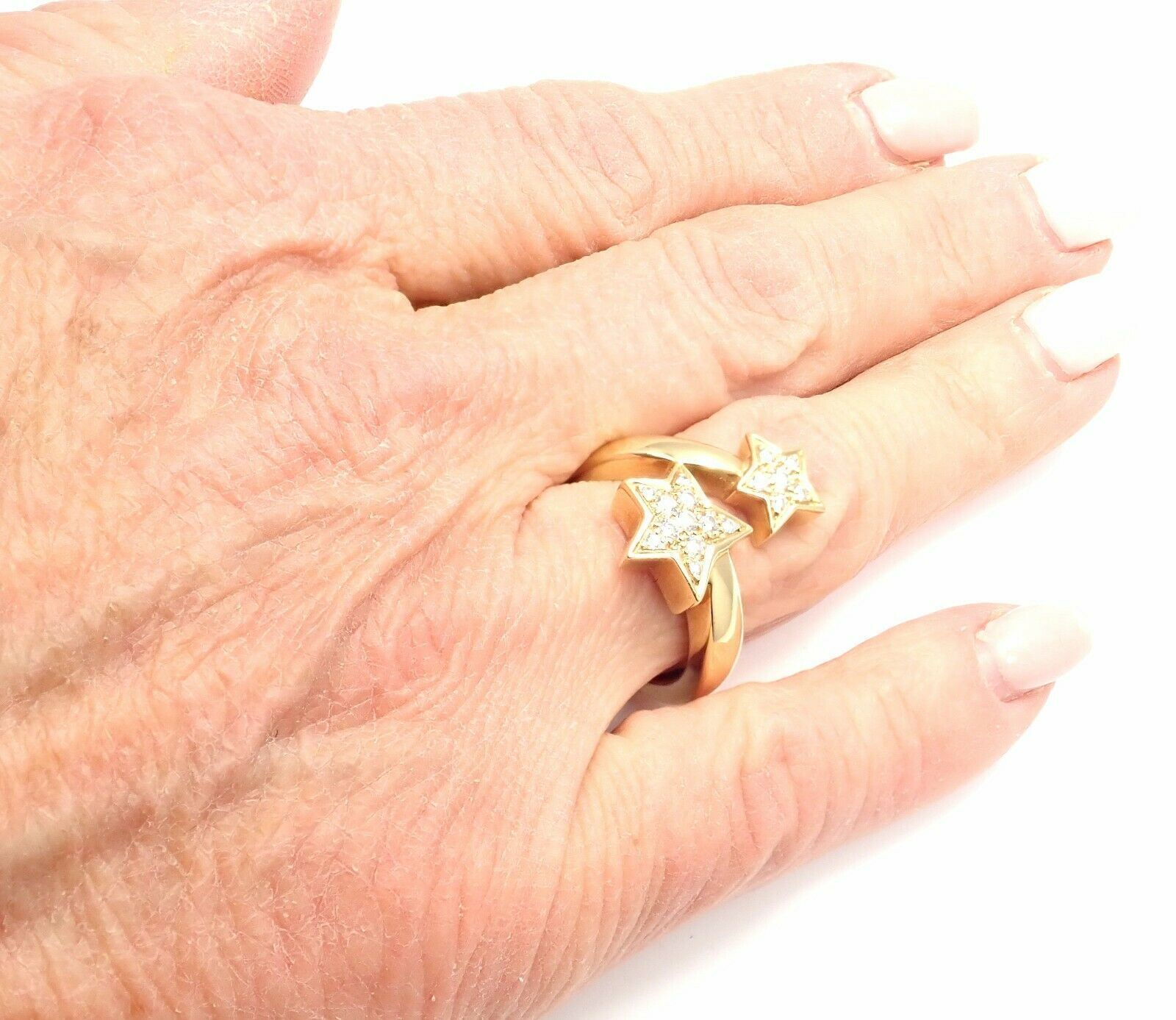 Authentic Chanel Comete 18K Yellow Gold Star Diamond Cocktail Ring for Women - Luxury Statement Jewelry for Parties, Weddings & Special Occasions