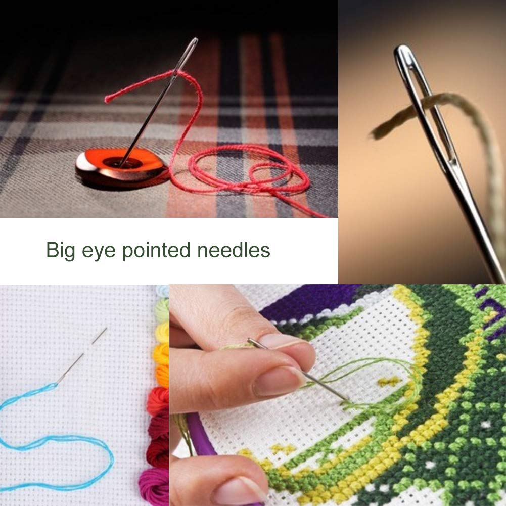 WONVOC Long Hand Sewing Needles Set - 9 Pieces in 3 Sizes (4.9/5.9/6.9 Inches) for Fabric, Leather, Carpet, Cushion & Curtain Sewing | Perfect for DIY Crafts, Upholstery, Quilting & Home Decor Projects