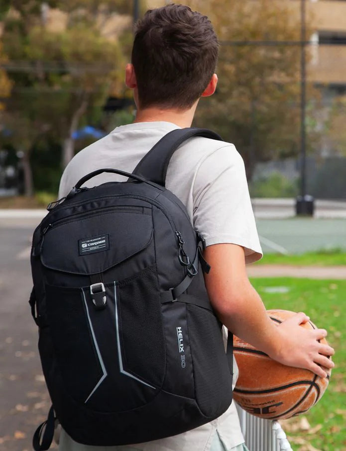 Caribee Helix 30L 15.4 Inch Laptop Backpack Black - Waterproof Travel Backpack for Men & Women, Business Work Commuter, College School Student, Hiking Outdoor Adventure