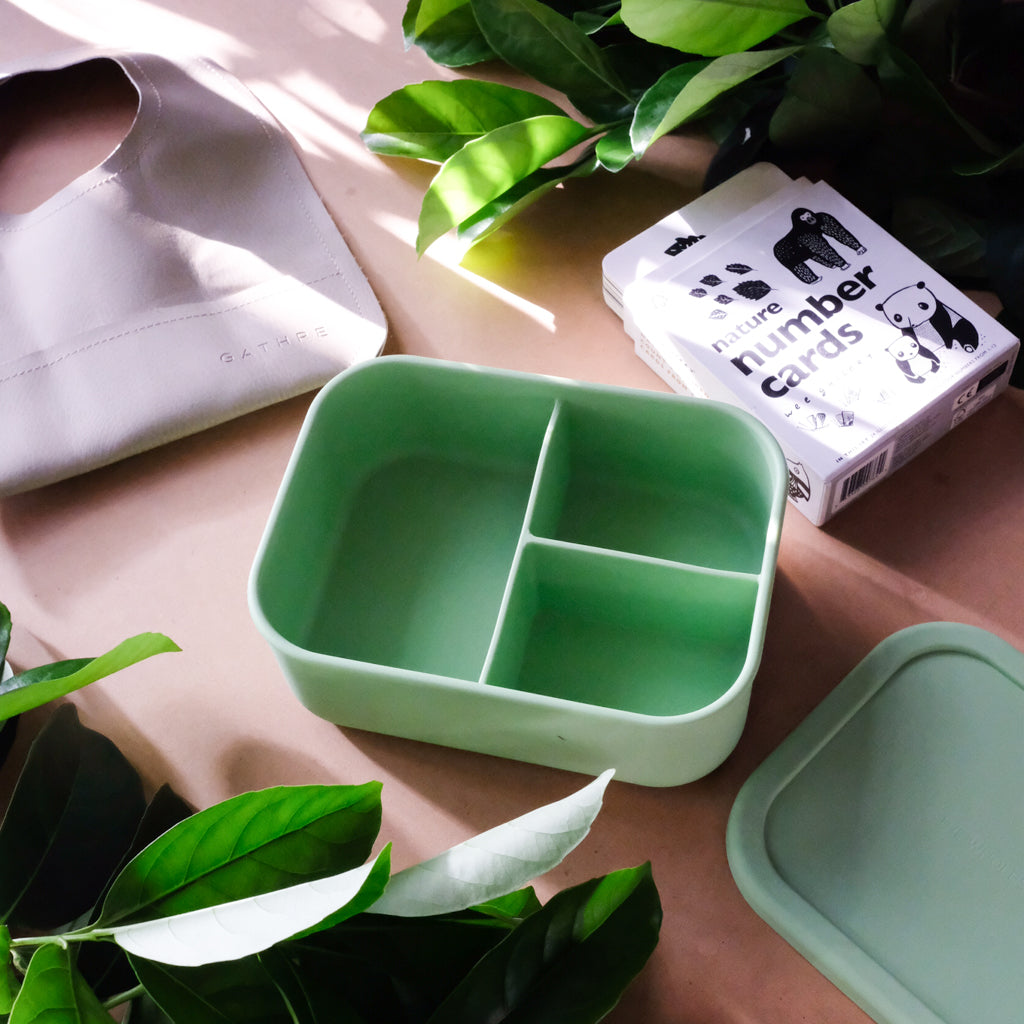 Premium Eco-Friendly Silicone Bento Box - Large 4-Compartment Lunch Container for Adults (Pistachio Green) | Ideal for Office, School, Picnics & Meal Prep