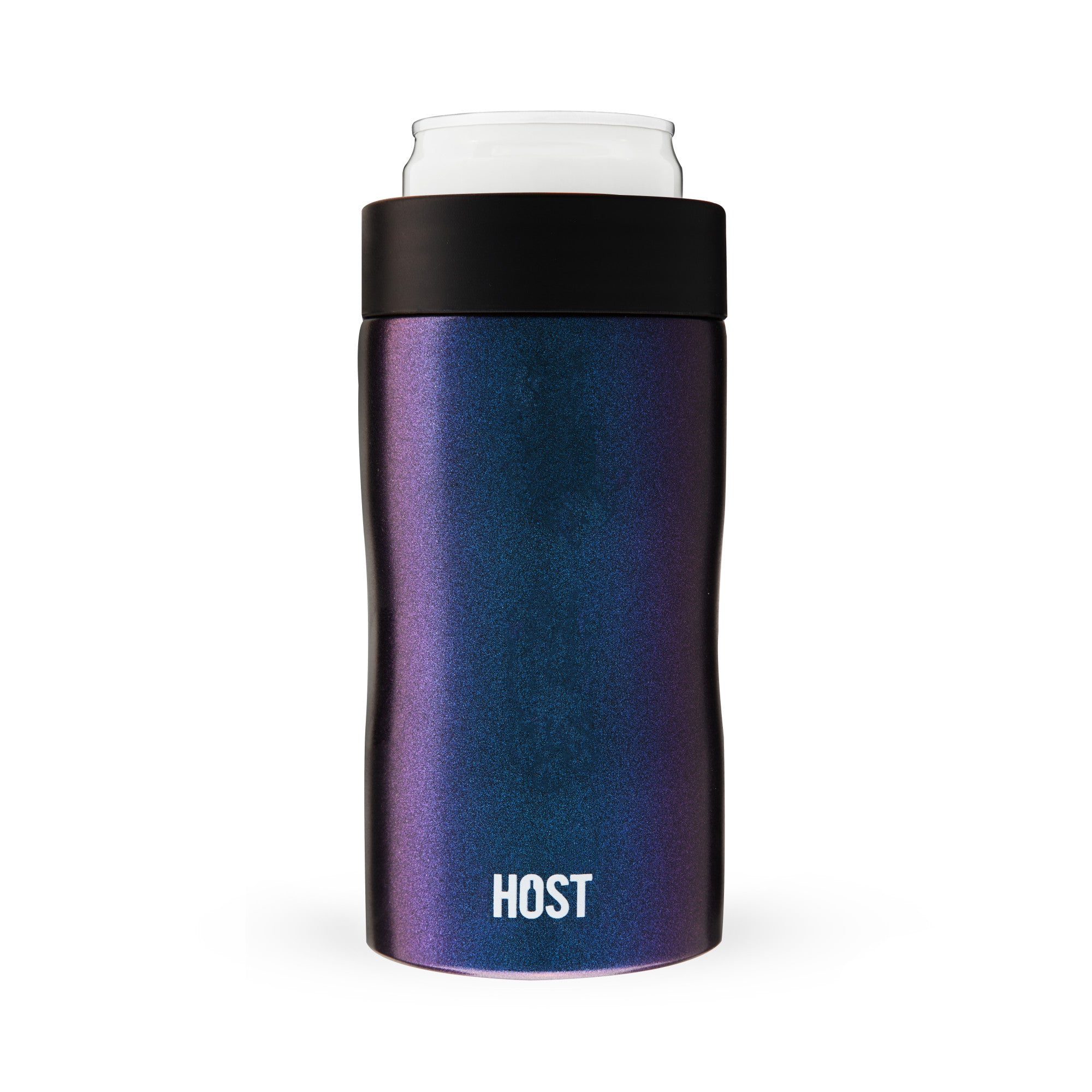 HOST Stay Chill Slim Can Cooler - Insulated Beer Soda Can Holder in Galaxy Black - Perfect for Beach, Camping, BBQs & Outdoor Parties