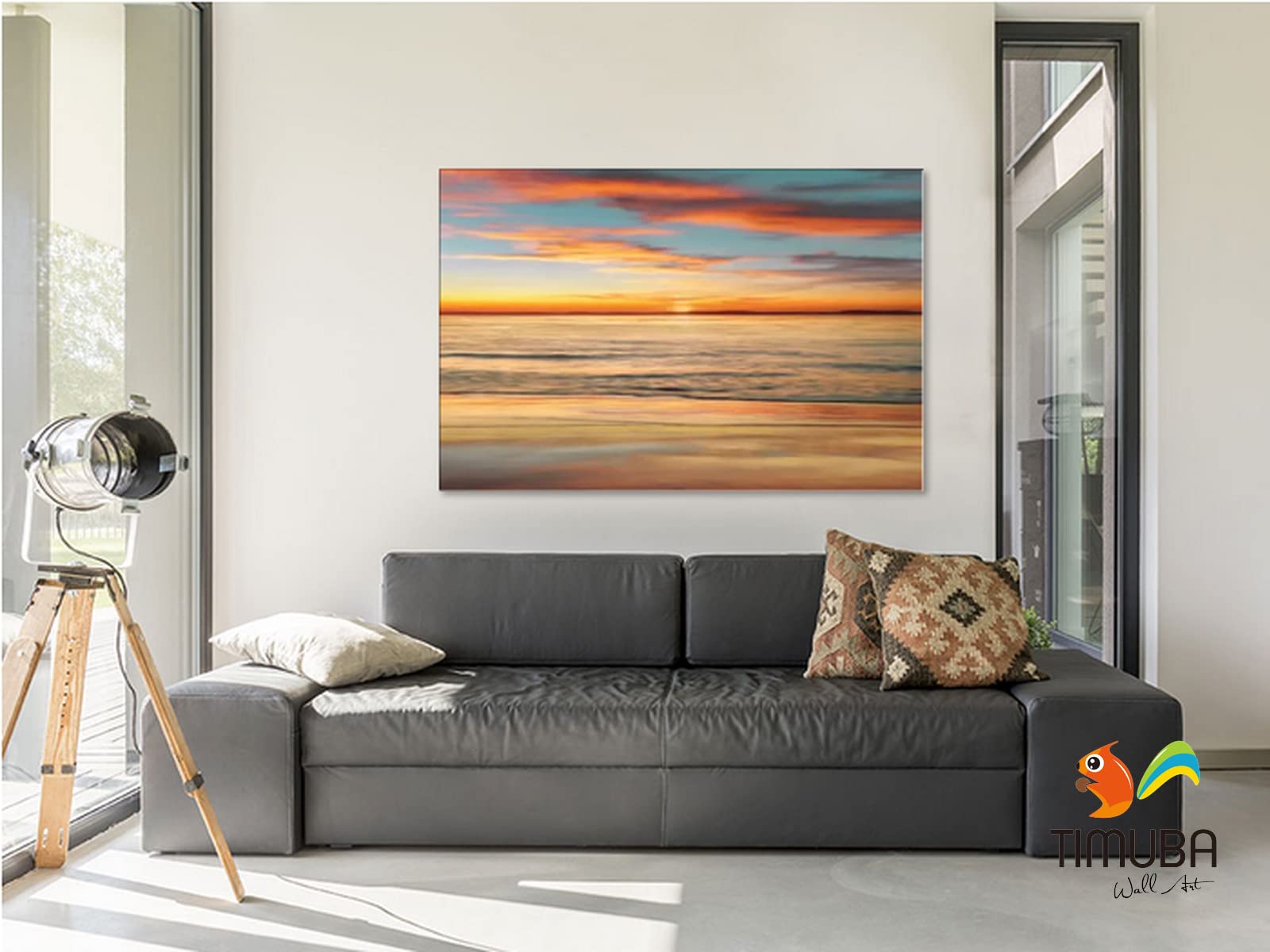 Ocean Wall Art Canvas Print - 32x48 Inch Beach Bathroom Decor, Sunset Seascape Pictures for Living Room & Home Wall Decoration | Perfect for Coastal, Nautical & Bathroom Themes