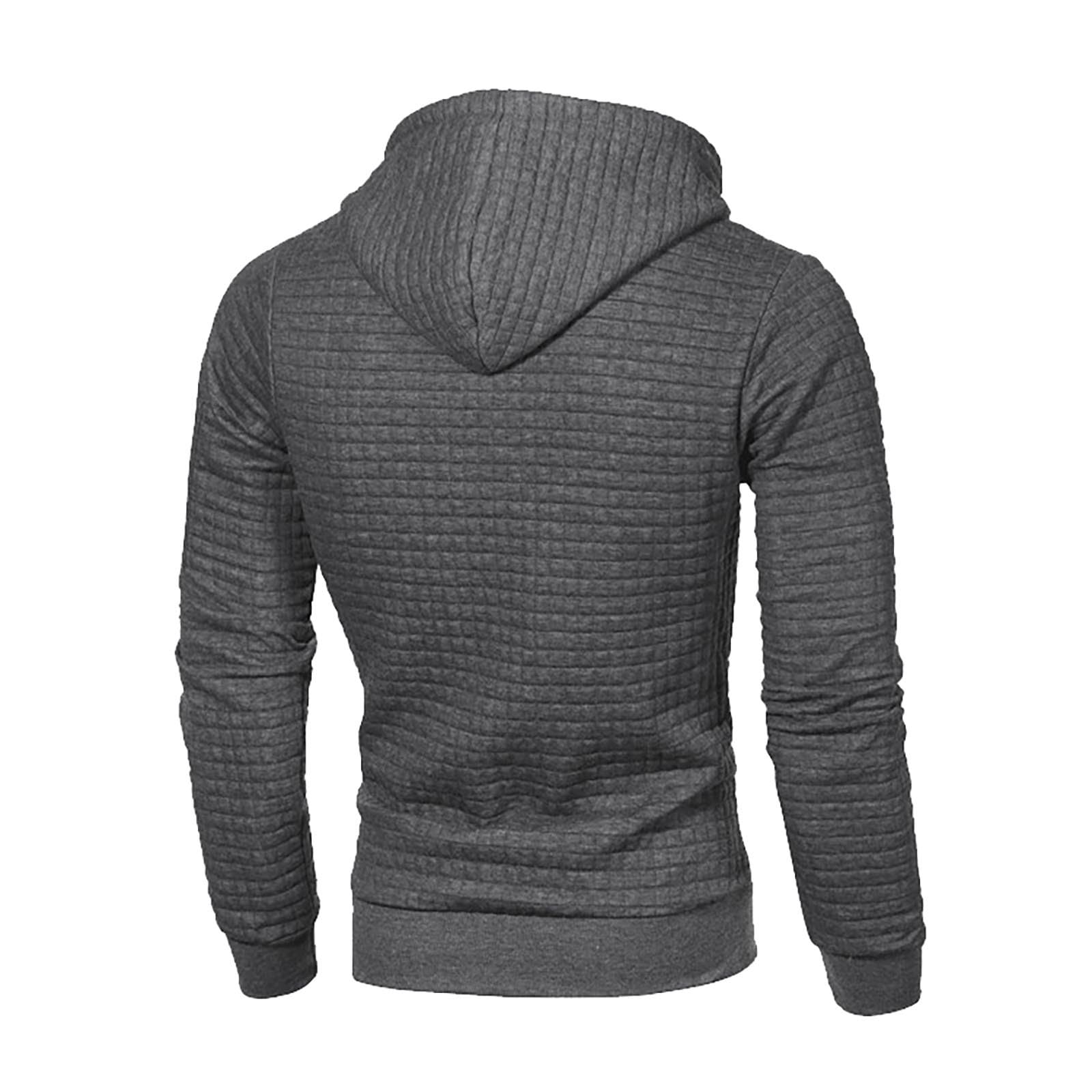 Men's Lightweight Waffle Hooded Sweatshirt - Long Sleeve Athletic Pullover with Drawstring for Gym, Running & Casual Wear