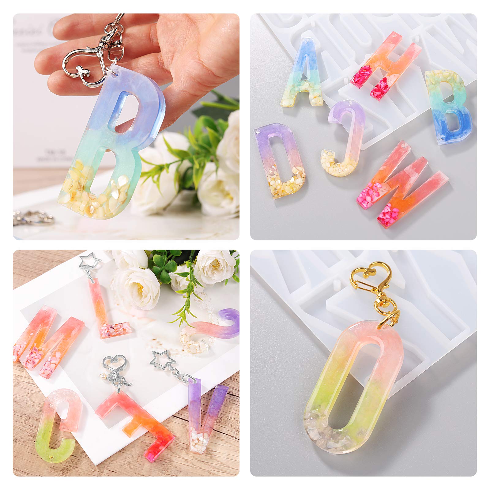 LET'S RESIN Alphabet Keychain Molds with Hole - Large Silicone Letter Molds for Epoxy Resin Jewelry Making, DIY Keychain & Pendant Crafting - Perfect for Personalized Gifts, Home Decor, and Handmade Accessories