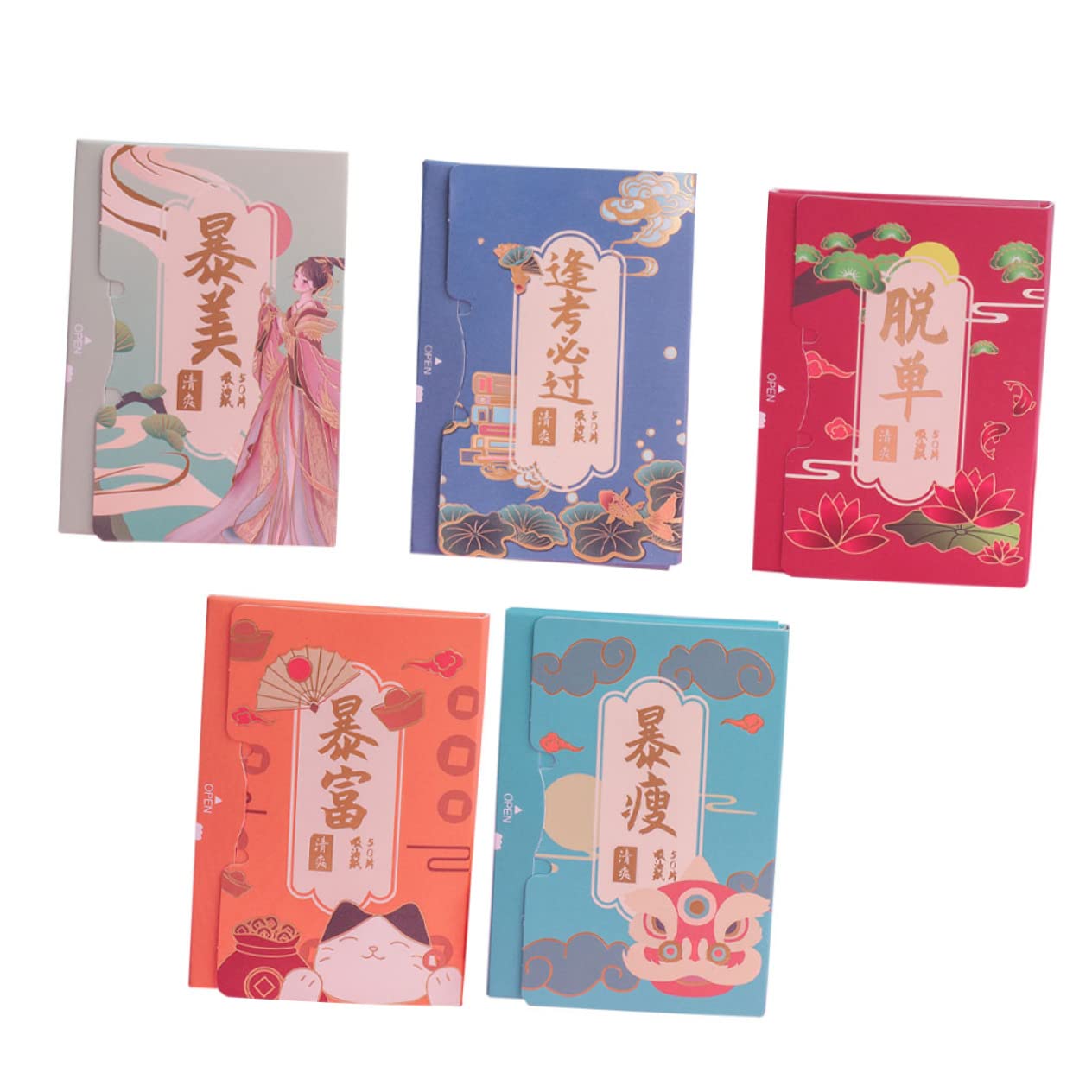 Beatifufu 5-Pack Oil Blotting Papers for Face - Premium Oil Absorbing Sheets for Makeup & Shine Control - Reusable Facial Blotting Tissues for Oily Skin Care & On-the-Go Touch Ups - Perfect for Travel, Gym & Daily Use