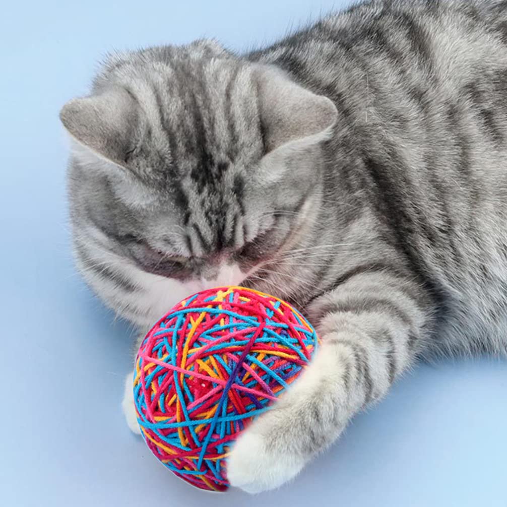 POPETPOP Self-Happy Ball Kitten Toys - Interactive Cat Teaser with Sisal & Plush for Teething, Cleaning & Play - Perfect for Indoor Cats, Boredom Relief & Bonding Time