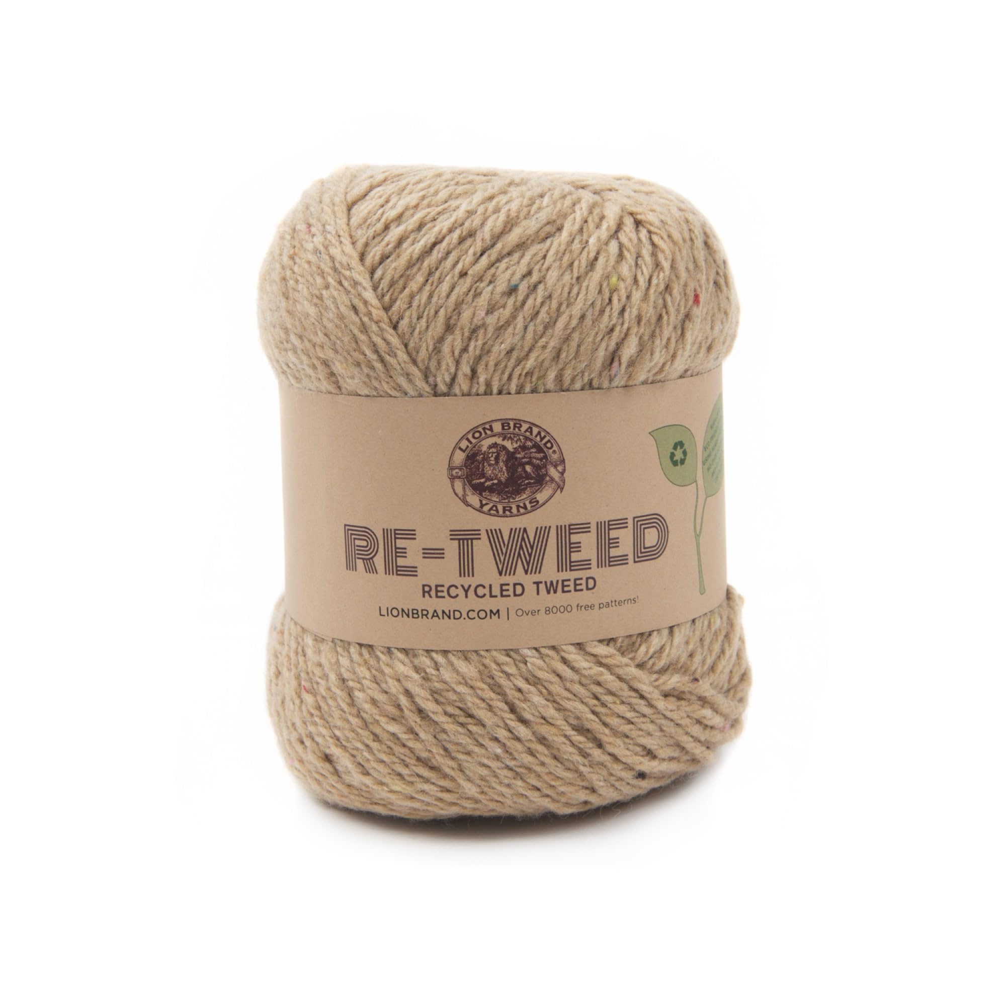 Lion Brand ReTweed Yarn - 1 Skein Peanut Brown Color - Soft Acrylic Blend for Knitting, Crochet & DIY Crafts - Perfect for Scarves, Hats & Home Decor Projects