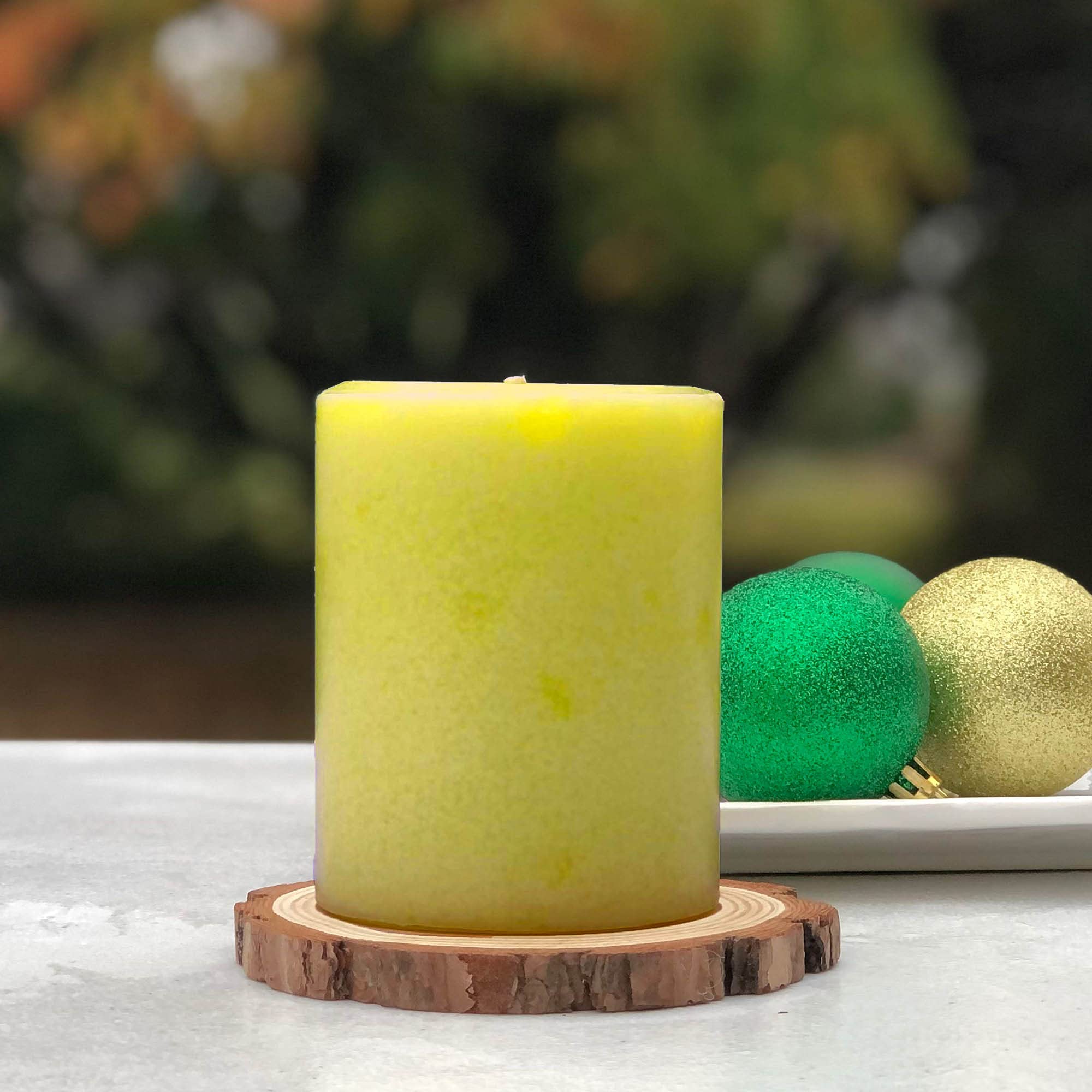 Handmade Bayberry Scented Pillar Candles - Christmas Holiday Home Fragrance Decor (3x3.75in) | Strong Aromatic Candles for Festive Decor, Gift Giving & Cozy Winter Ambiance