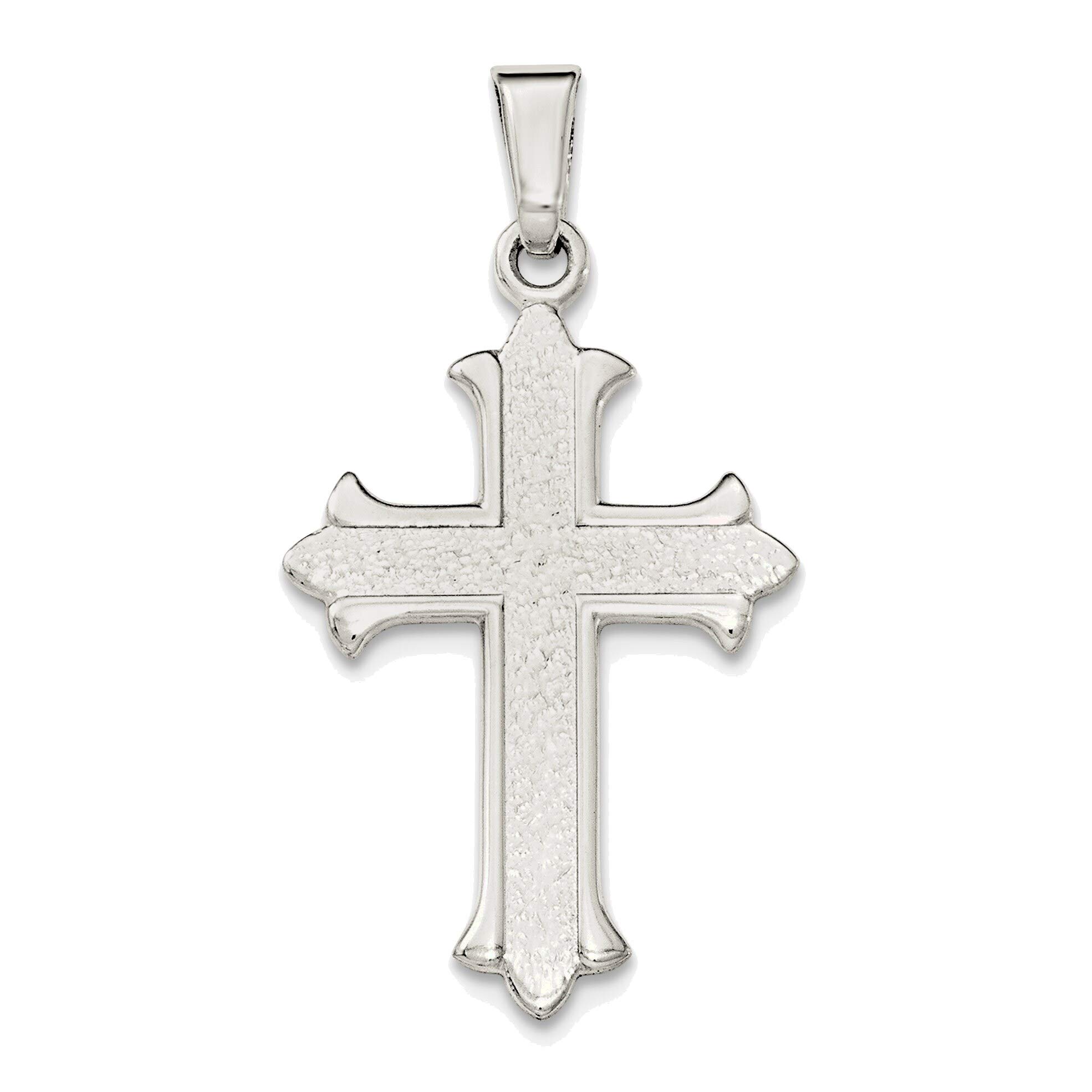 Sterling Silver Cross Pendant - Textured & Polished for Everyday Wear