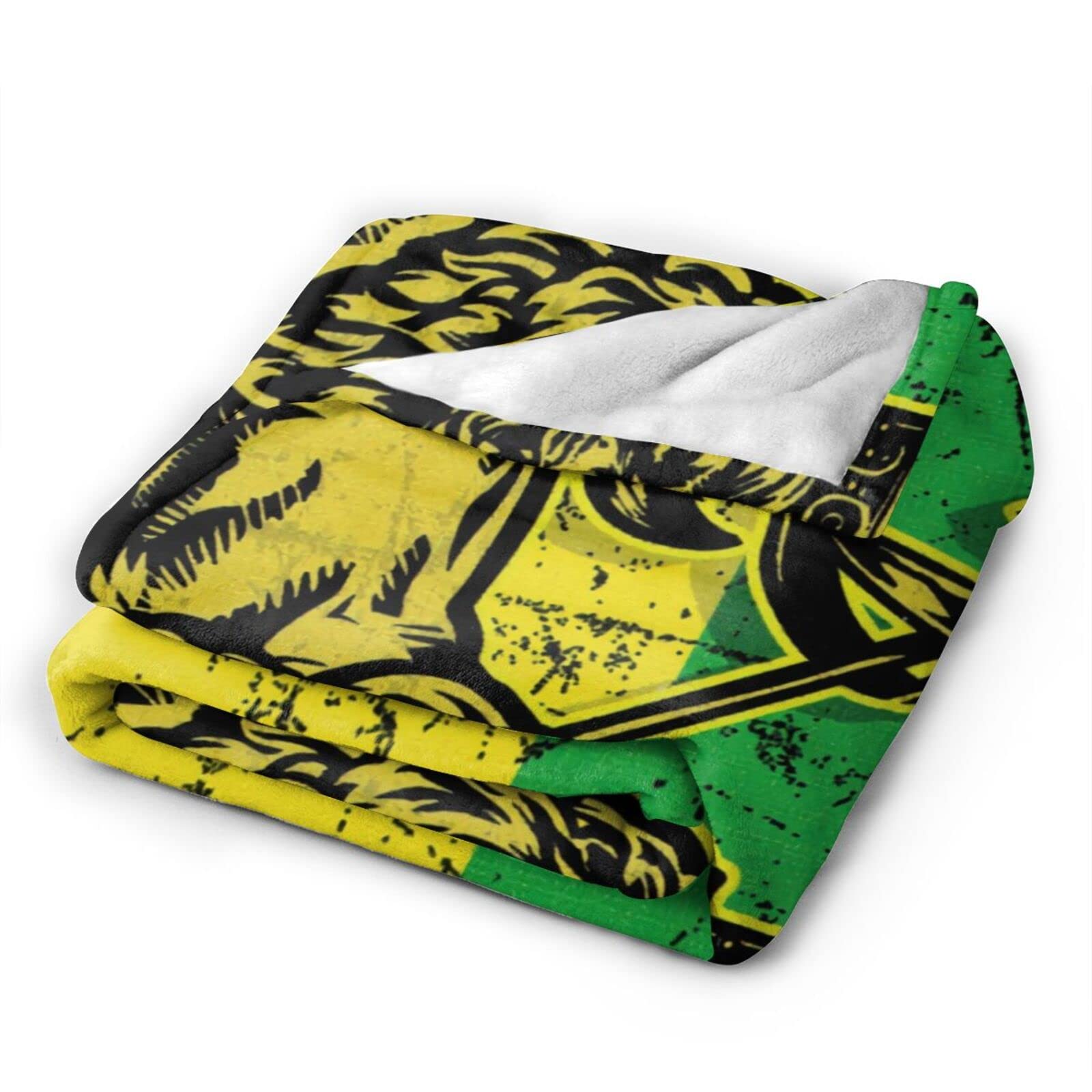 Jamaican Flag Rasta Reggae Judah Lion Flannel Throw Blanket - Super Soft Microfiber Lightweight Blanket 80