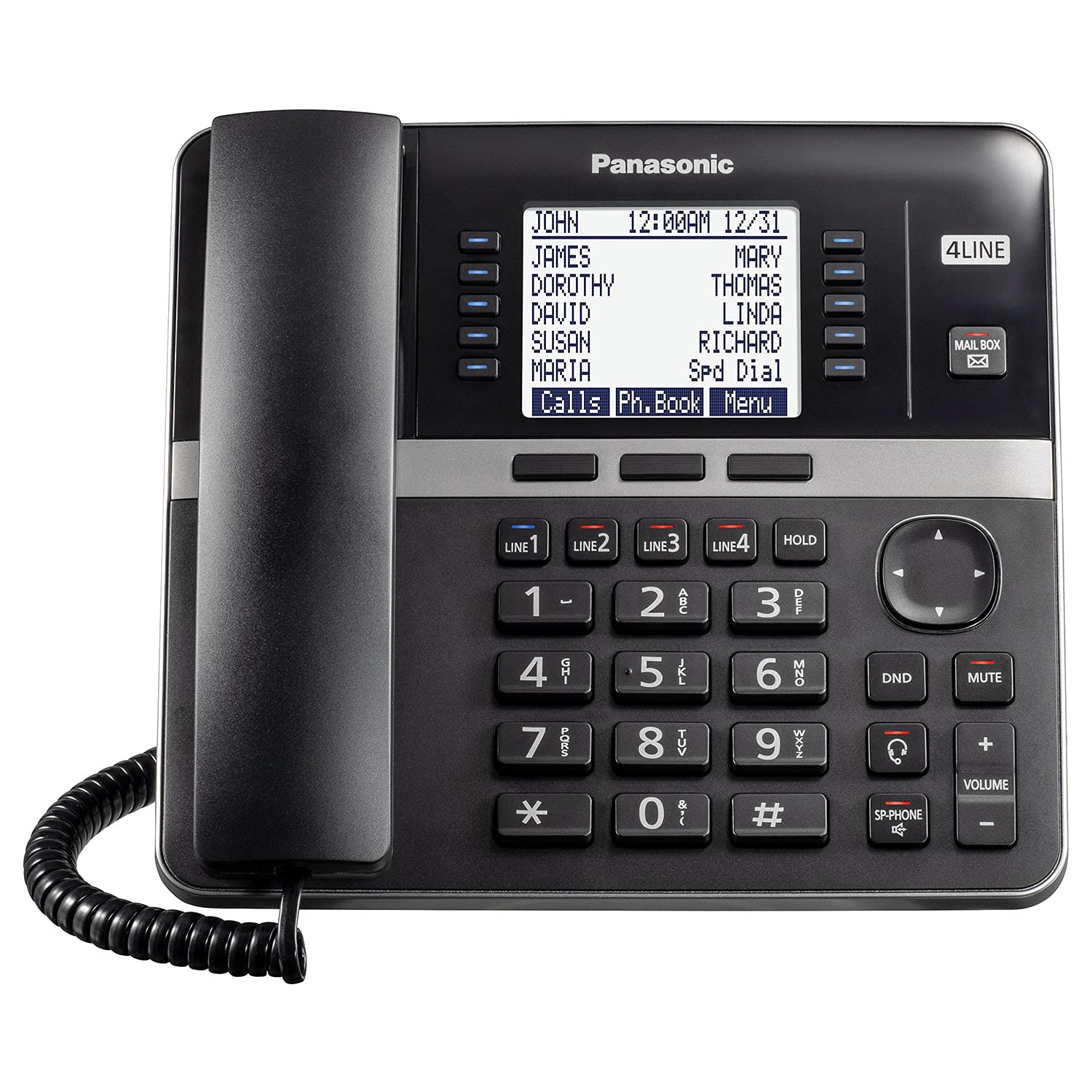 **Panasonic KX-TGW420B 4-Line Expandable Corded Office Phone System for Small Business - Wireless Expansion up to 10 Phones, Black | Ideal for Call Centers, Reception Desks & Home Offices**
