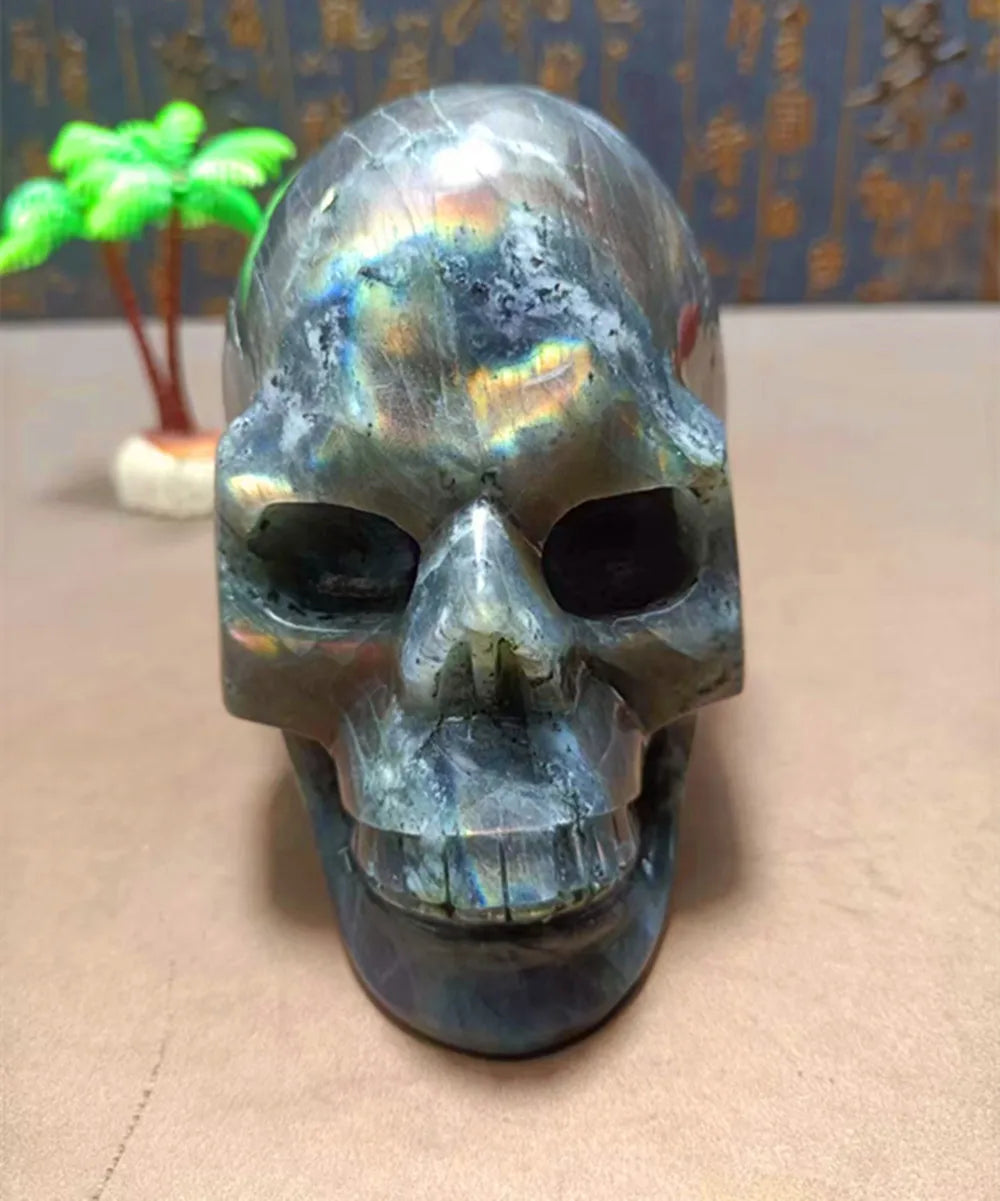 1003g Natural Purple Labradorite Quartz Crystal Skull - Healing Energy Stone for Home Decor, Fashion Jewelry & Spiritual Gifts | Meditation, Reiki, Feng Shui & Unique Present