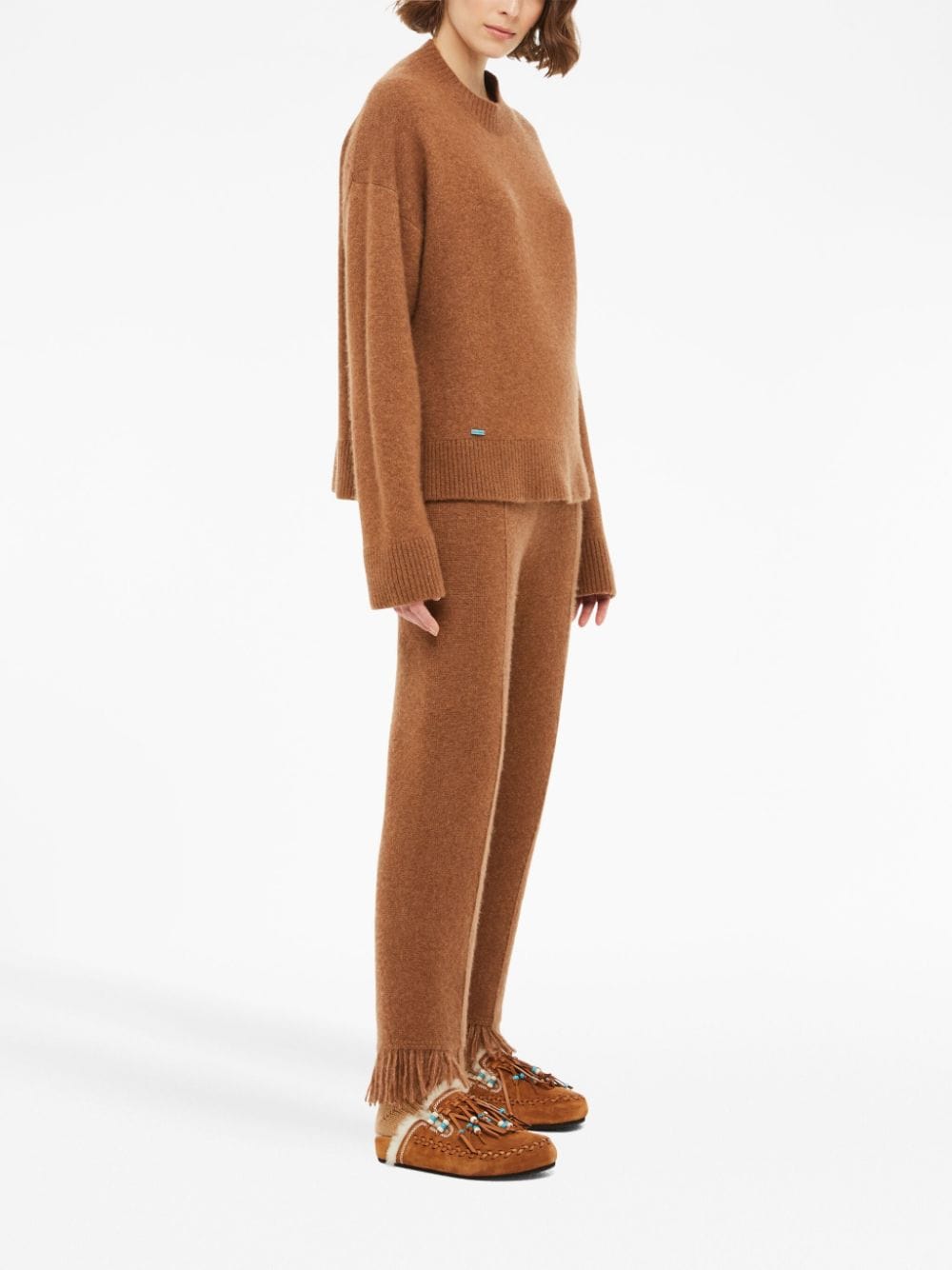 Alanui Women's Casual Linen Trousers in Camel Color - Comfortable Wide Leg Pants for Summer, Beach, and Boho Style Outfits