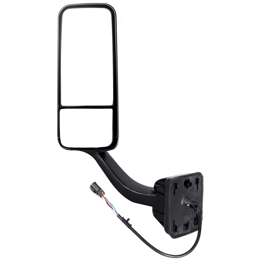 Heated Power-Adjusted Black Manual Folding Truck Hood Mirror - Compatible with 2008-2016 Freightliner Cascadia (Left Side Upgrade) | Durable Rearview Mirror for Enhanced Visibility & Safety in All Weather Conditions