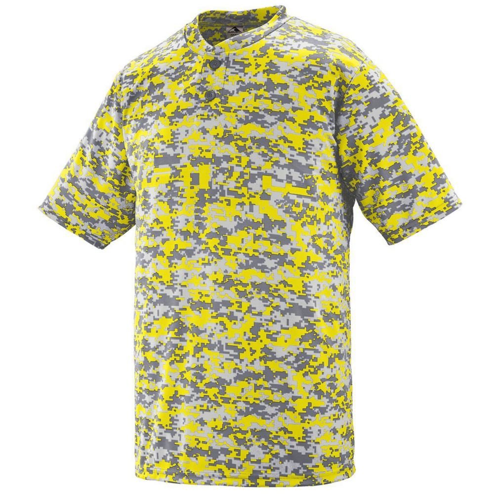 Augusta Activewear Men's Digi Camo Moisture-Wicking Two-Button Performance Jersey - Gym, Running & Outdoor Workout Shirt