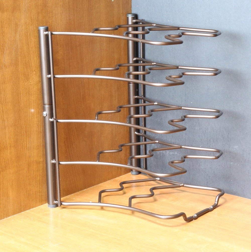 Deco Brothers Bronze Pan Organizer Rack - Space Saving Kitchen Cabinet & Countertop Storage for Pots, Pans & Lids - Perfect for Small Kitchens, RVs & Organized Cooking Spaces
