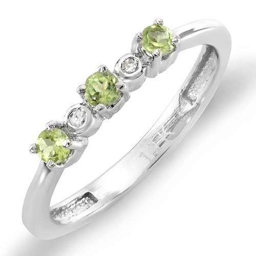 10K Solid White Gold Peridot & Diamond Women's Ring - Dazzlingrock Collection | Elegant Jewelry Gift for Anniversary, Birthday & Special Occasions