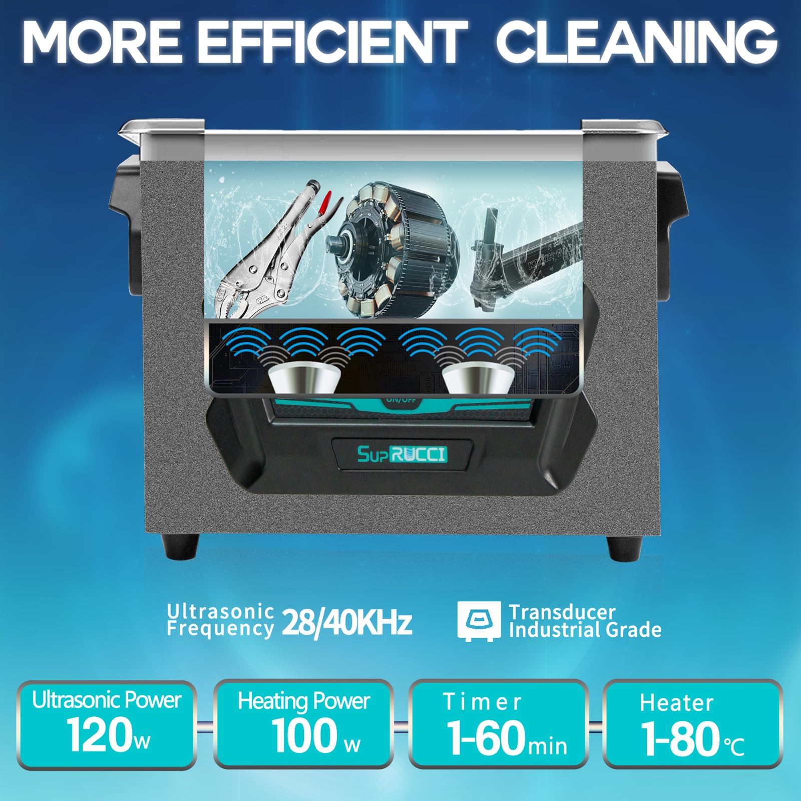 3L 120W Ultrasonic Cleaner with Heater & Timer - Professional Ultrasonic Cleaning Machine for Jewelry, Tools, Carburetors, 3D Printed Resin Parts - Perfect for Home Workshops, Dental Labs & Industrial Use (0.8 Gallon Capacity)