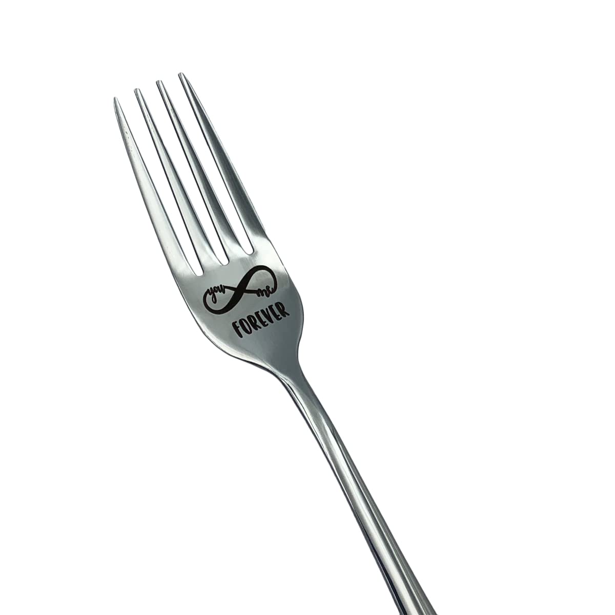 You And Me Forever Engraved Dinner Forks - 8 Inch Stainless Steel Funny Inspirational Tableware - Perfect Gift for Couples, Wedding, Anniversary & Valentine's Day - Romantic Dining & Special Occasion Cutlery