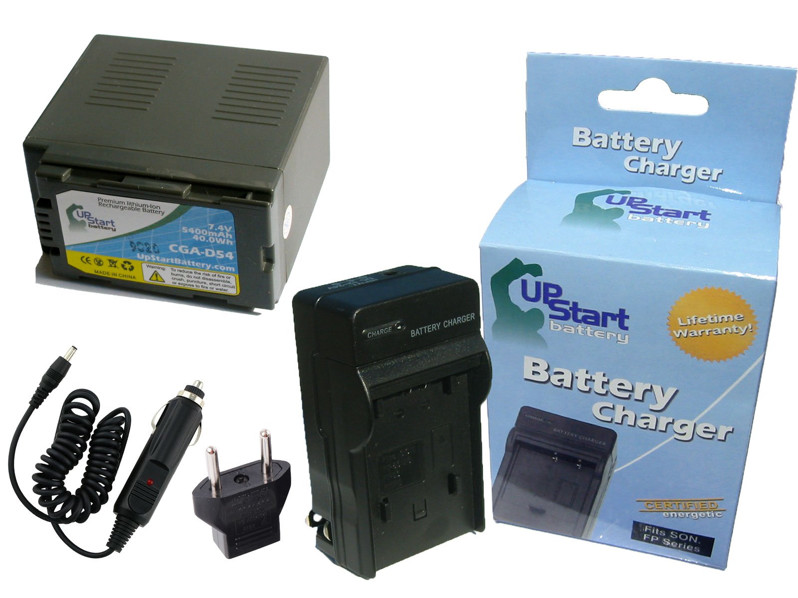 Panasonic AG-DVX100AP Digital Camcorder Battery & Charger Set - 5400mAh 7.4V CGR-D54 Replacement with Car Plug & EU Adapter - Perfect for Travel Vlogging & Professional Filmmaking