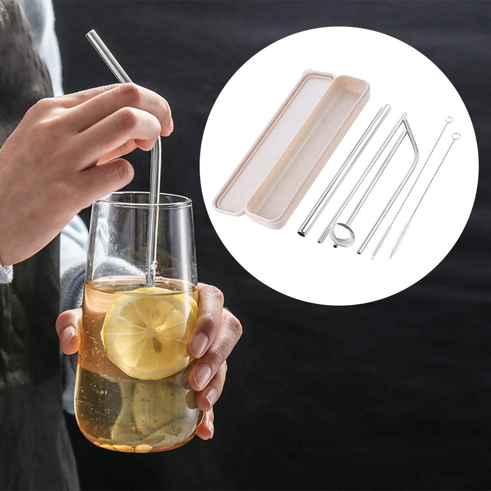 Reusable Stainless Steel Bent & Straight Drinking Straws - Eco-Friendly Metal Straws for Smoothies, Cocktails, Iced Coffee - Perfect for Home, Bar, Restaurant & Travel Use