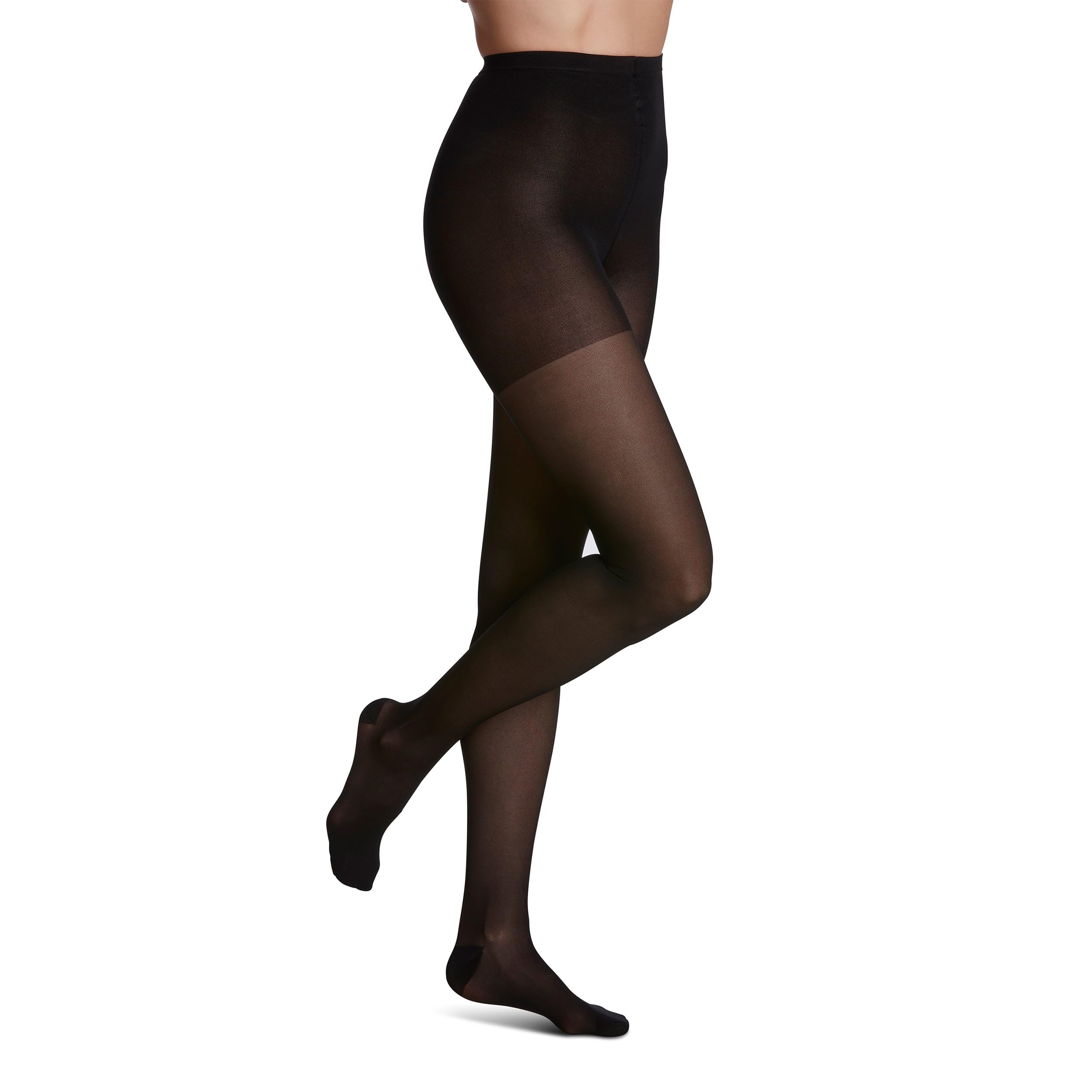 Sigvaris EverSheer 15-20mmHg Women's Compression Pantyhose - Closed Toe, Short Length, Large Short Size in Black | Ideal for Travel, Pregnancy & Varicose Vein Relief