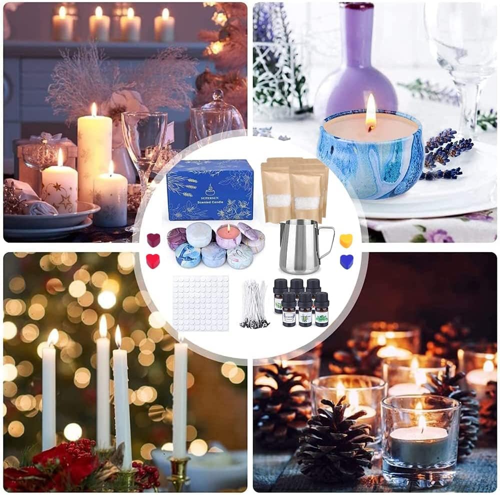 SUPERSUN Premium DIY Candle Making Kit for Adults & Beginners - Beeswax, Essential Oils, Dyes & Complete Candle Making Supplies | Perfect Christmas Gift, Home Decor & Relaxation Activity