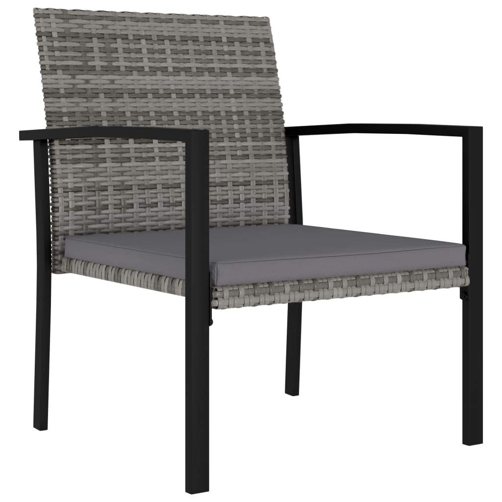 Durable Weatherproof Outdoor Chairs Set of 2 - Gray Poly Rattan Garden Dining Chairs for Patio, Backyard, and Poolside Relaxation