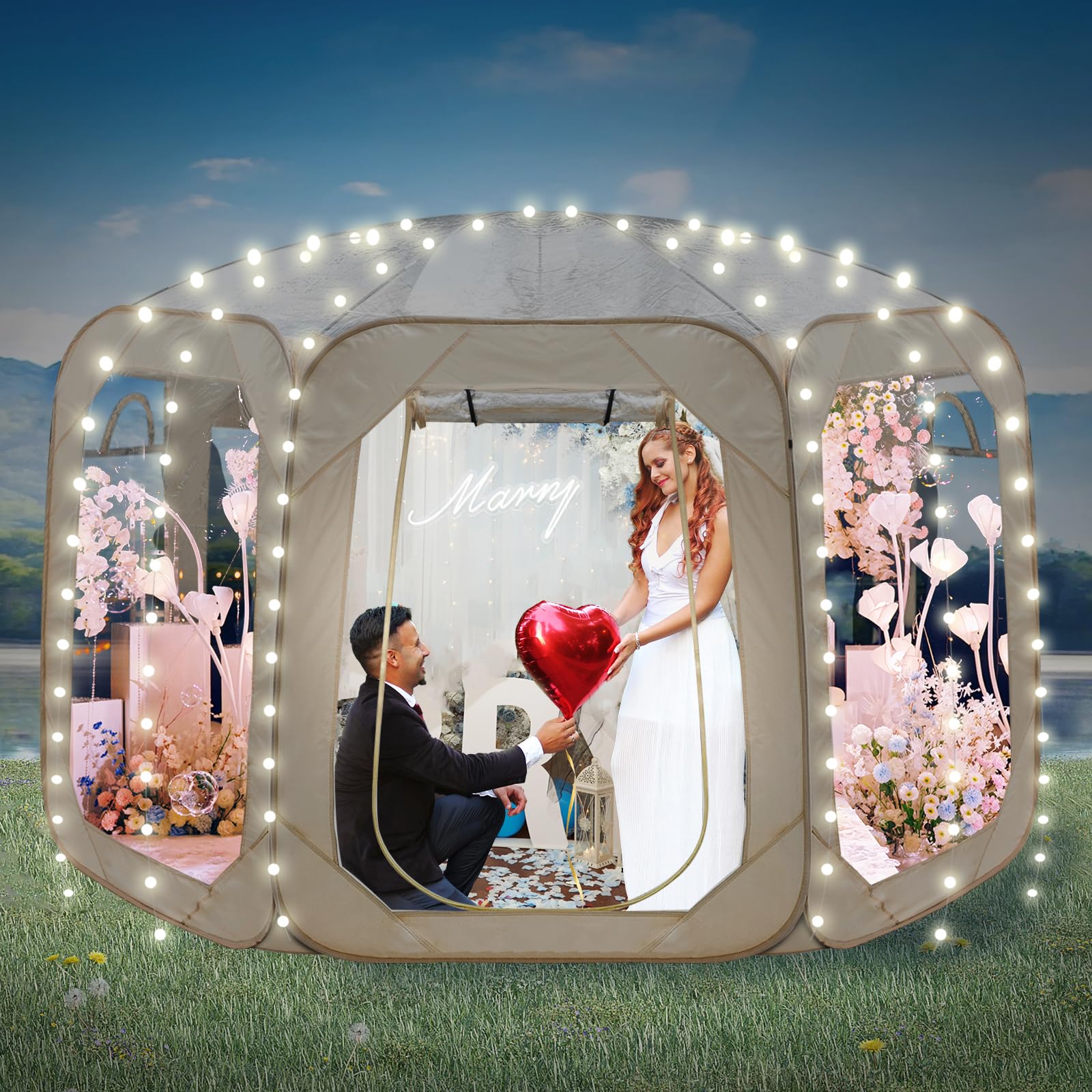 540° Clear Pop Up Bubble Tent - Fully Transparent Outdoor Camping Gazebo with No Dead Corners | Perfect for Backyard Camping, Beach Parties & Stargazing