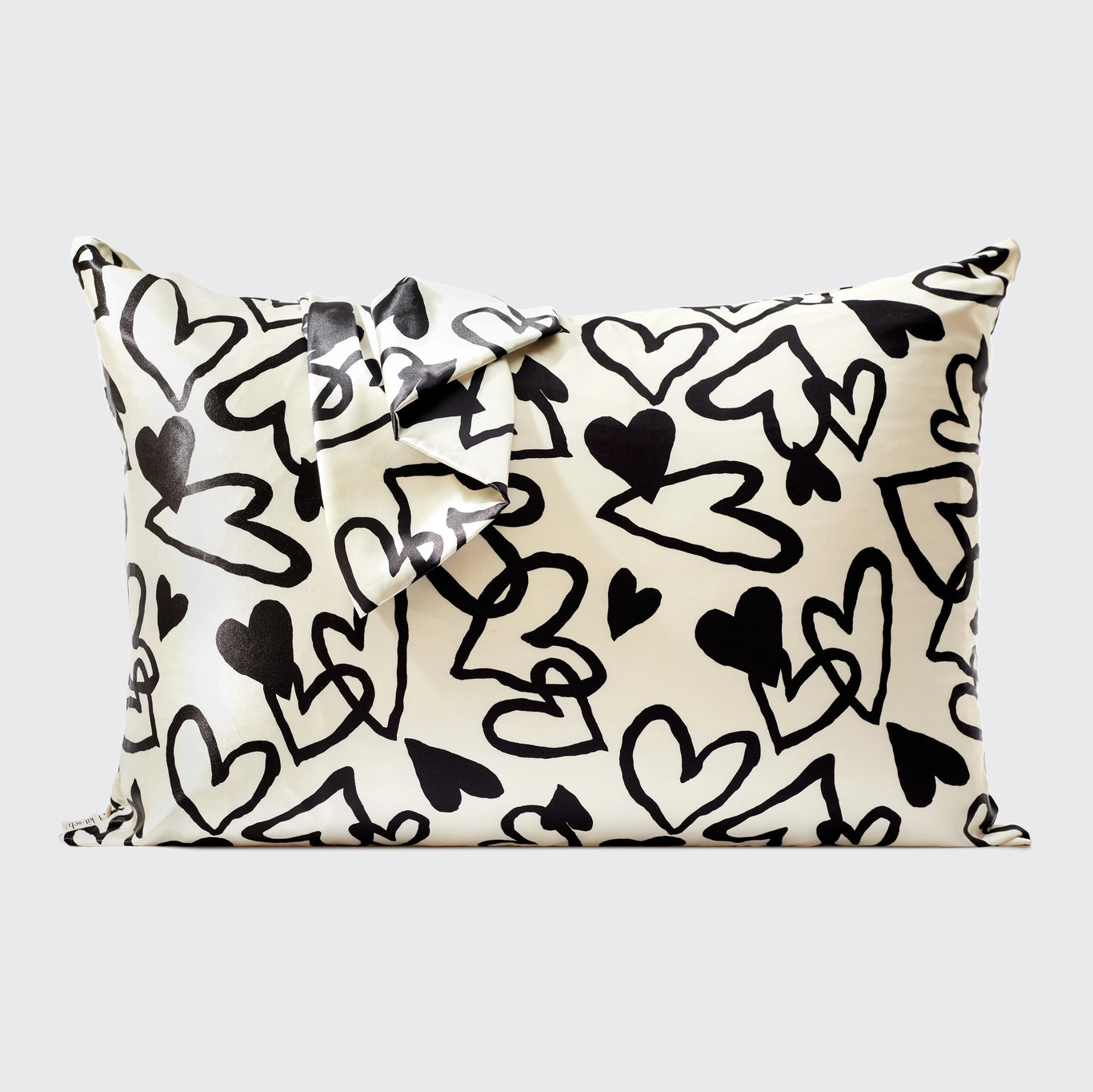 Kitsch Satin Pillowcase for Hair & Skin - Heart Print Standard Size (20x26 inches) - Soft & Cooling Pillow Cover for Bedroom, Travel & Gifts