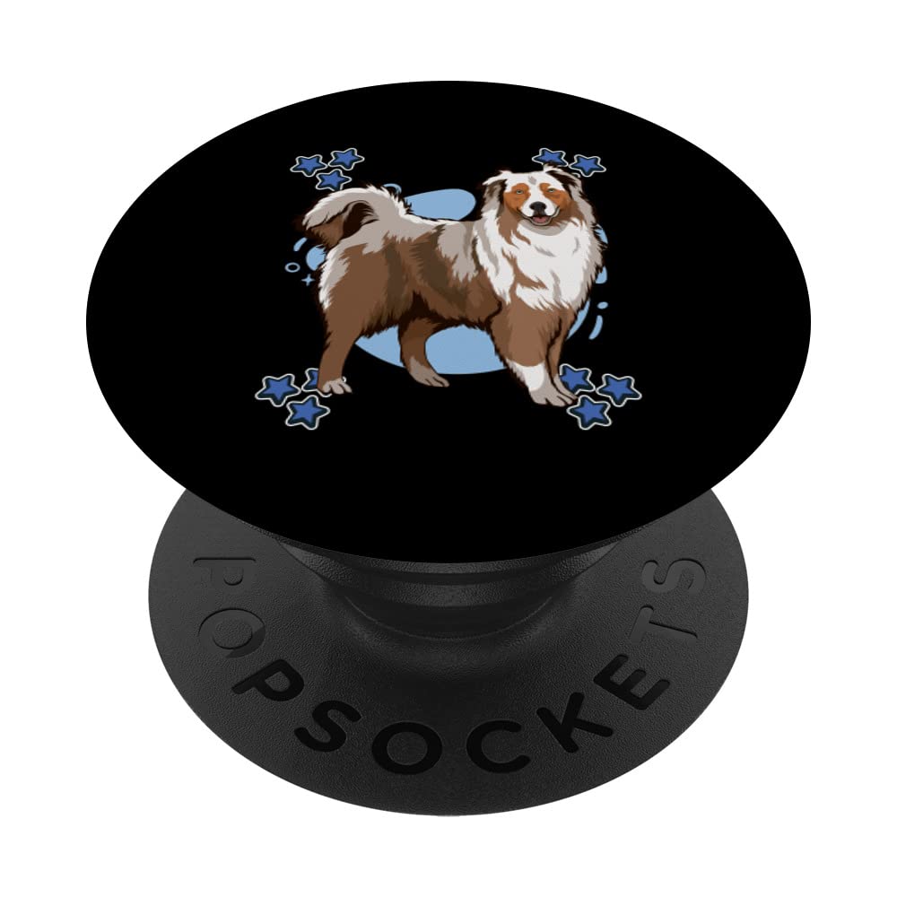 Australian Shepherd PopSockets Swappable PopGrip - Aussie Blue Design Phone Grip & Stand for iPhone, Samsung, Smartphones | Perfect for Fans of Aussie Dogs, Photography, Travel & Daily Use