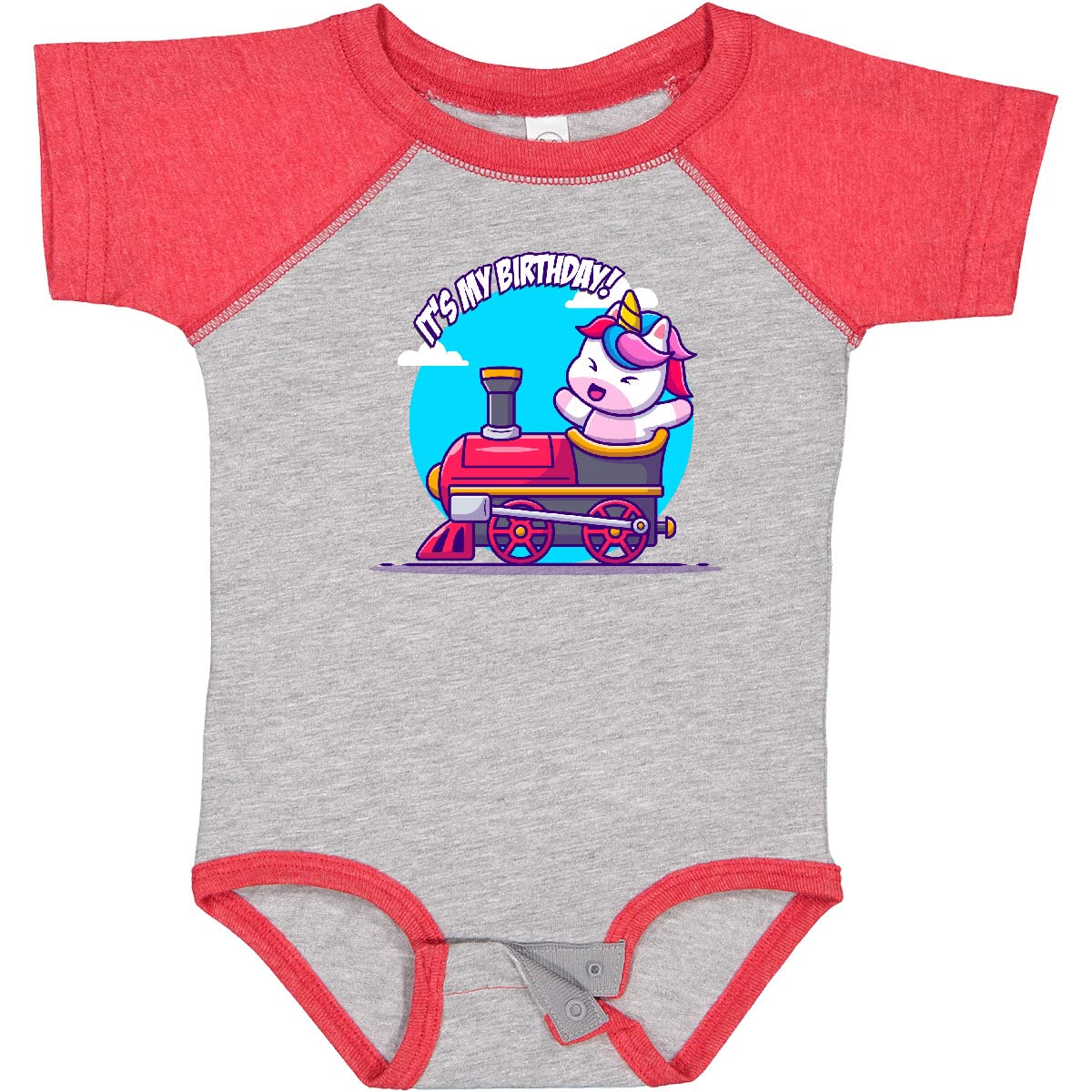 Inktastic Unicorn Birthday Train Baby Bodysuit - Cute Unicorn Onesie for Girls & Boys - Perfect for 1st Birthday Party, Baby Shower Gift & Photo Shoots