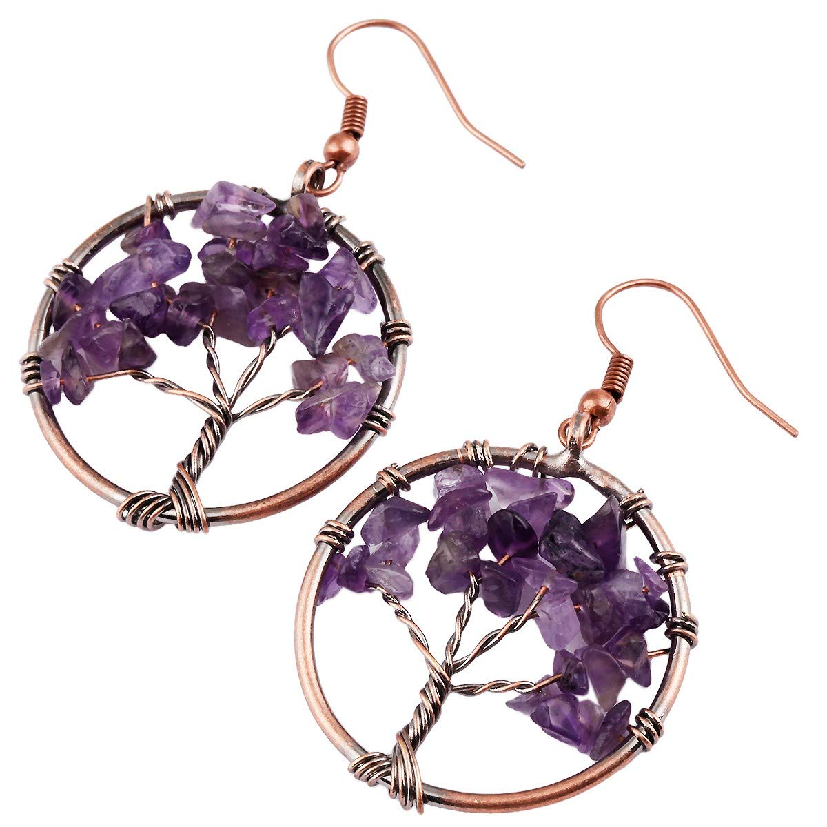 Nupuyai Crystal Dangle Earrings for Women - Natural Tumbled Stone Hook Earrings | Boho Chic Jewelry for Parties, Weddings & Everyday Wear