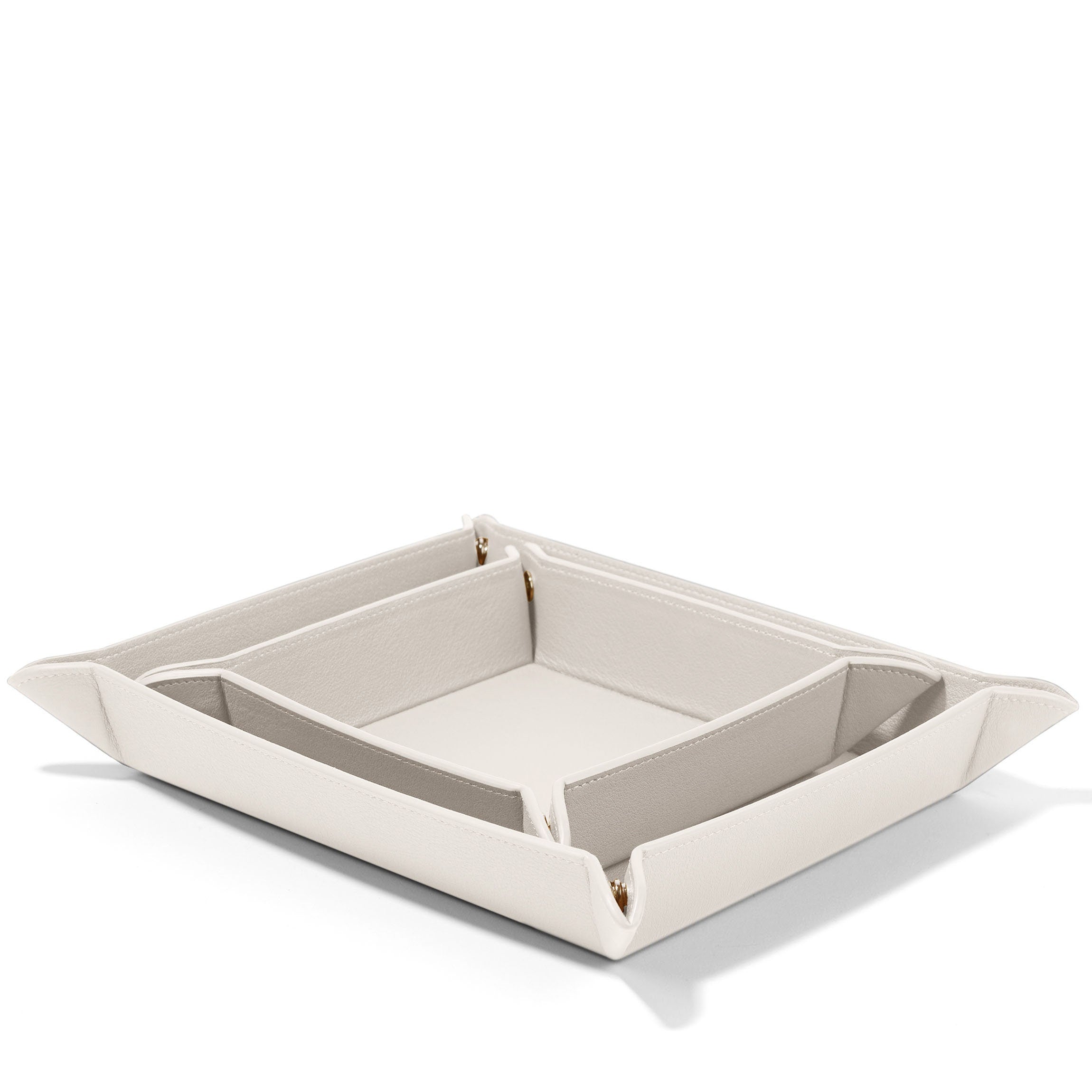 Luxury Ivory Valet Tray Set - Premium Leather Organizer for Keys, Wallet & Watch | Perfect for Nightstand, Dresser & Entryway Organization