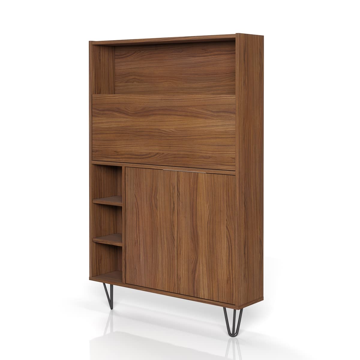Nexera 611031 Slim Secretary Desk in Walnut - Compact Home Office Desk for Small Spaces, Writing & Laptop Use