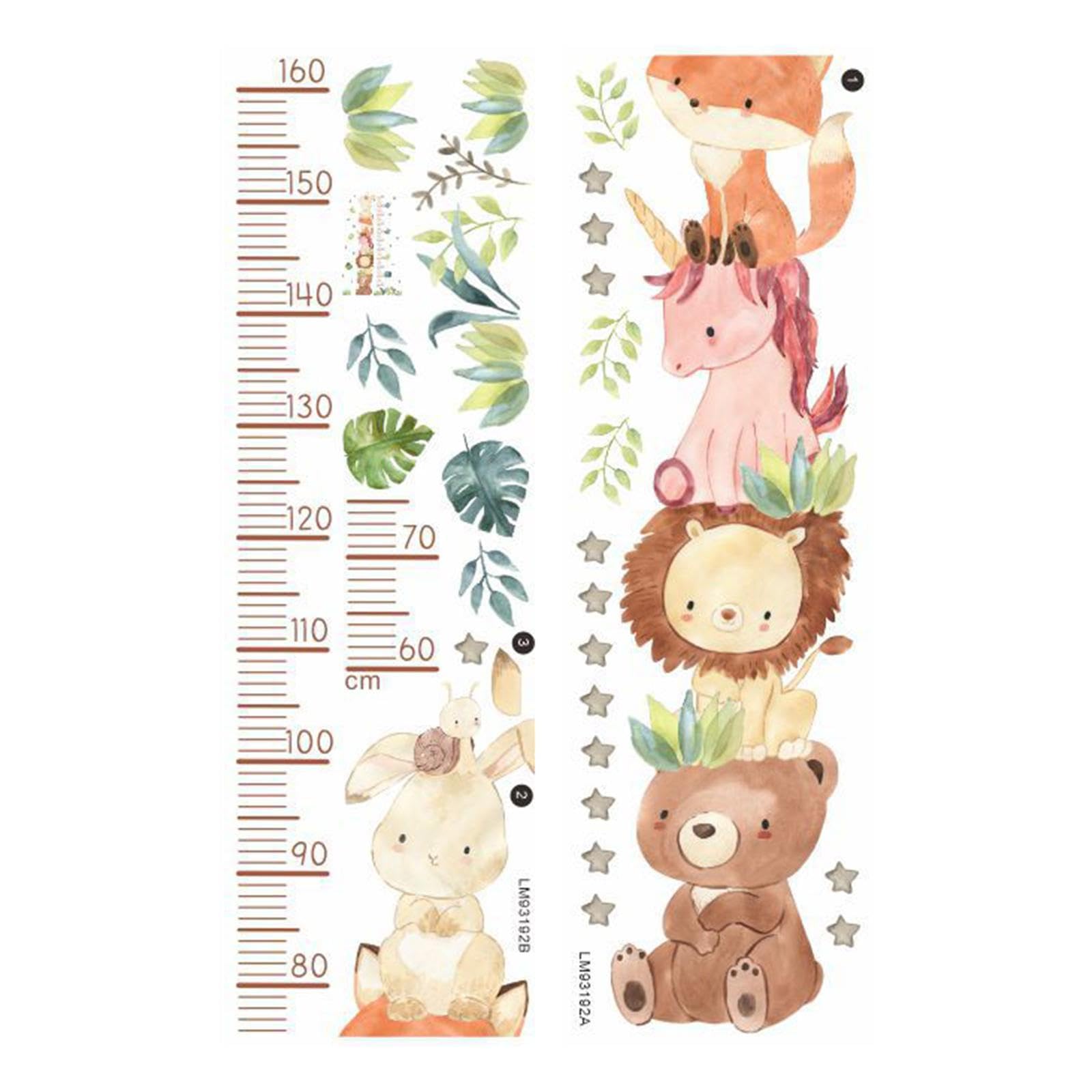 Animal Kids Growth Chart Wall Stickers - Waterproof PVC Height Measurement Decals for Nursery & Bedroom Decor | Perfect for Tracking Child's Development & Playroom Wall Art